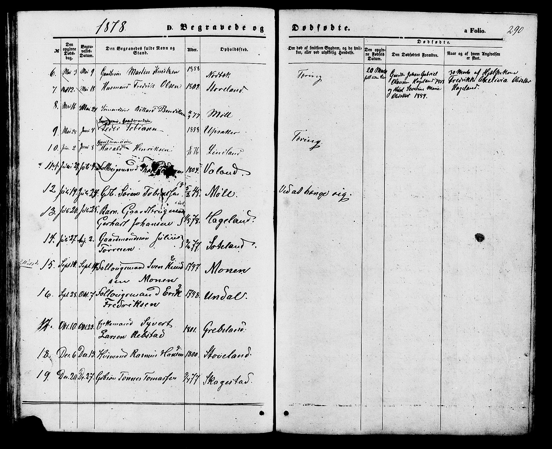 Holum sokneprestkontor, SAK/1111-0022/F/Fb/Fba/L0004: Parish register (copy) no. B 4, 1867-1890, p. 290