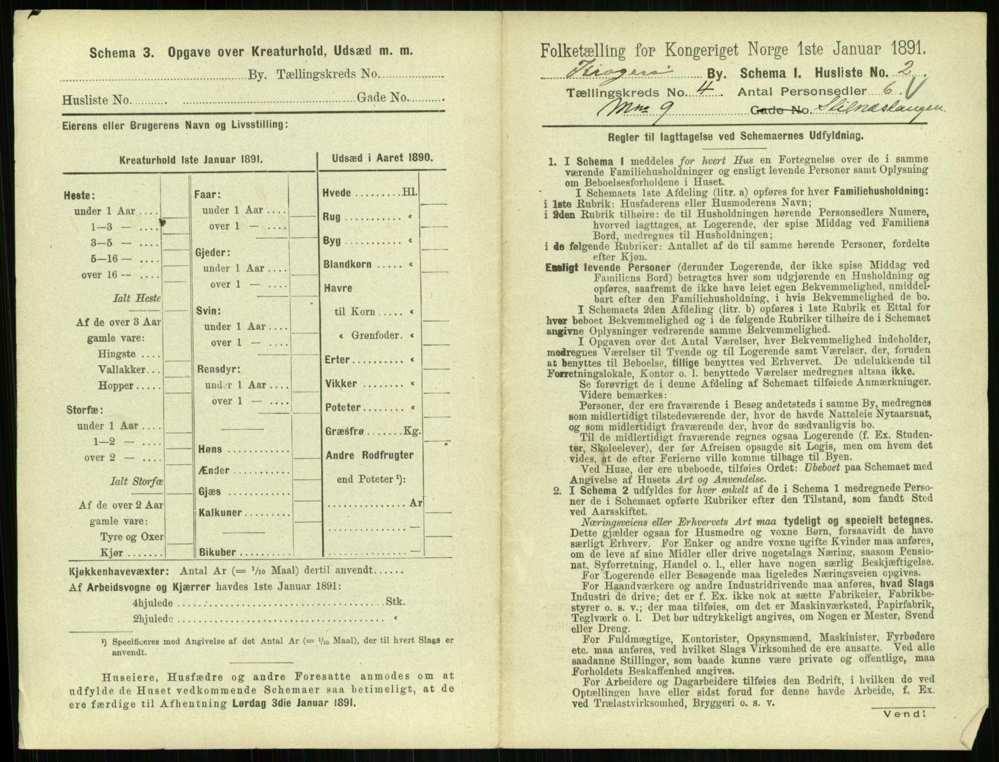 RA, 1891 census for 0801 Kragerø, 1891, p. 372