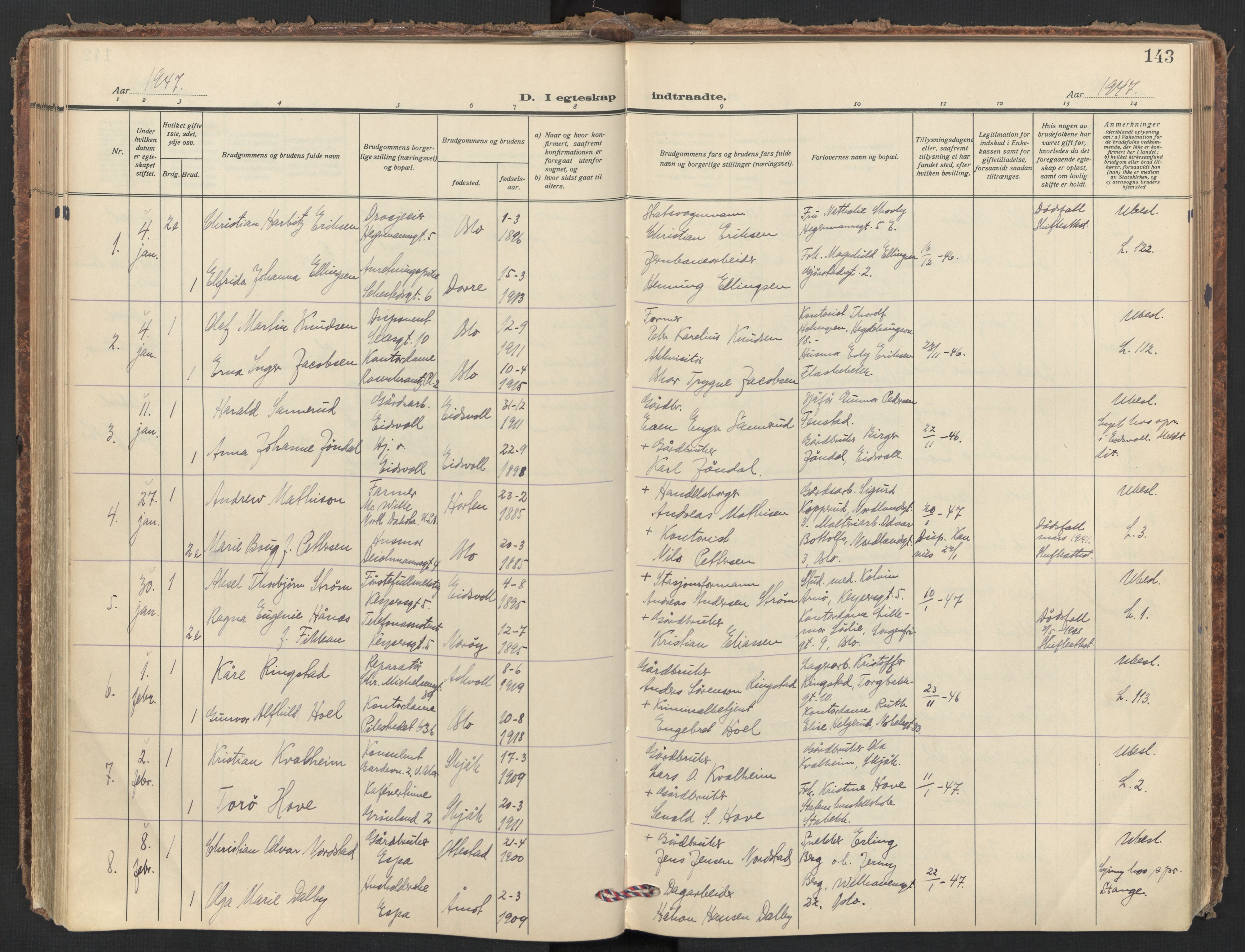 Trefoldighet prestekontor Kirkebøker, AV/SAO-A-10882/F/Fc/L0010: Parish register (official) no. III 10, 1936-1954, p. 143