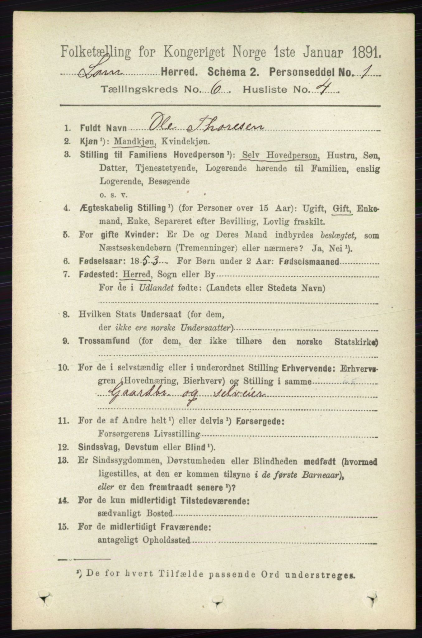 RA, 1891 census for 0514 Lom, 1891, p. 2386