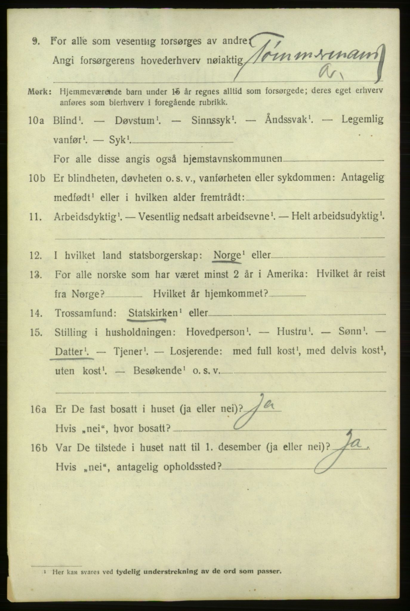 SAB, 1920 census for Ølen, 1920, p. 2310