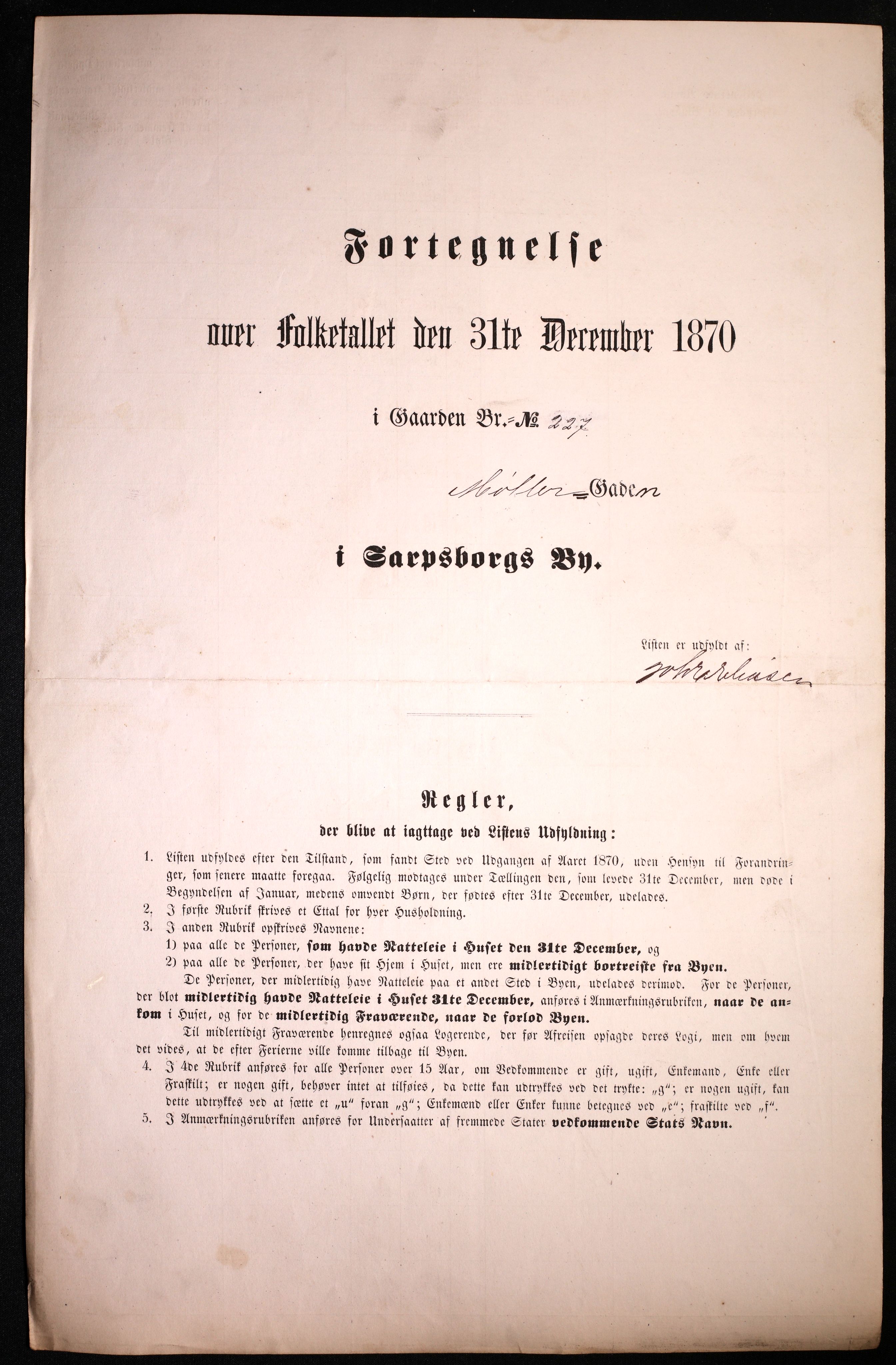 RA, 1870 census for 0102 Sarpsborg, 1870, p. 159