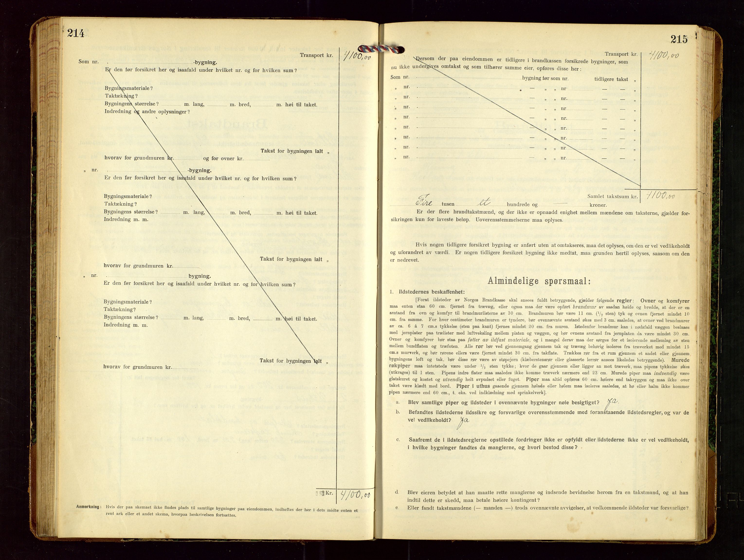 Hetland lensmannskontor, AV/SAST-A-100101/Gob/L0002: "Brandtakstprotokol", 1918-1932, p. 214-215