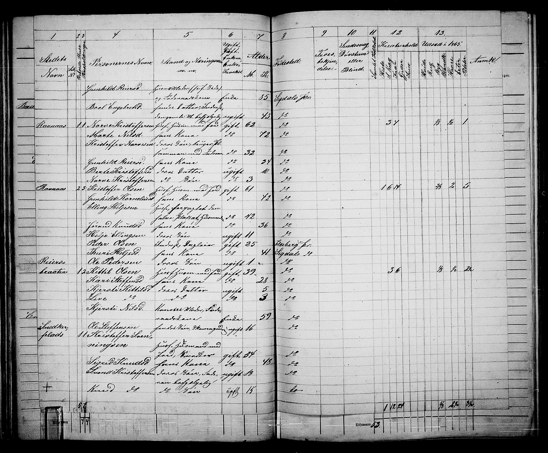 RA, 1865 census for Sigdal, 1865, p. 68