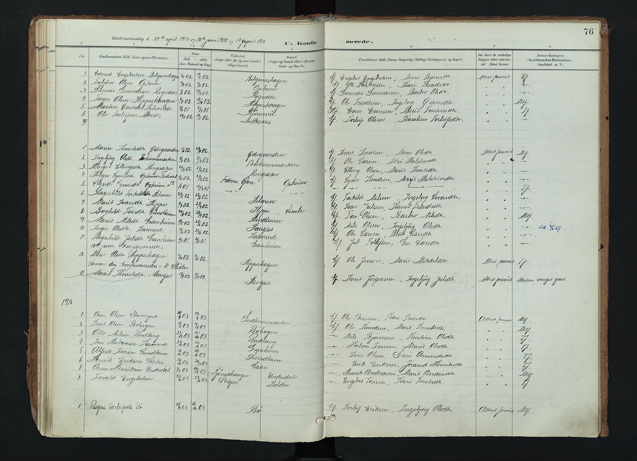 Nord-Aurdal prestekontor, SAH/PREST-132/H/Ha/Haa/L0017: Parish register (official) no. 17, 1897-1926, p. 76