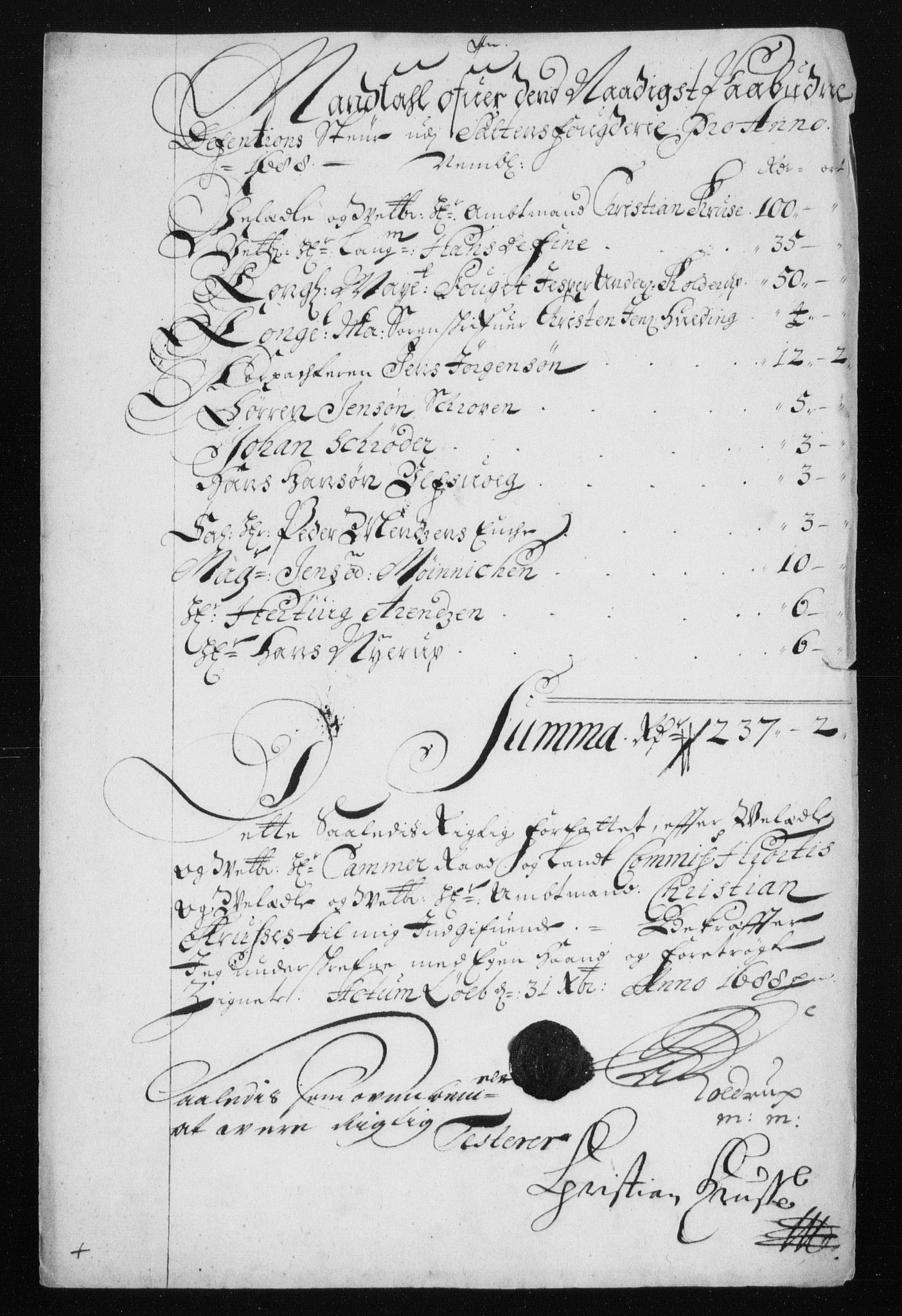 Rentekammeret inntil 1814, Reviderte regnskaper, Stiftamtstueregnskaper, Trondheim stiftamt og Nordland amt, RA/EA-6044/R/Rh/L0011: Nordland amt, 1688