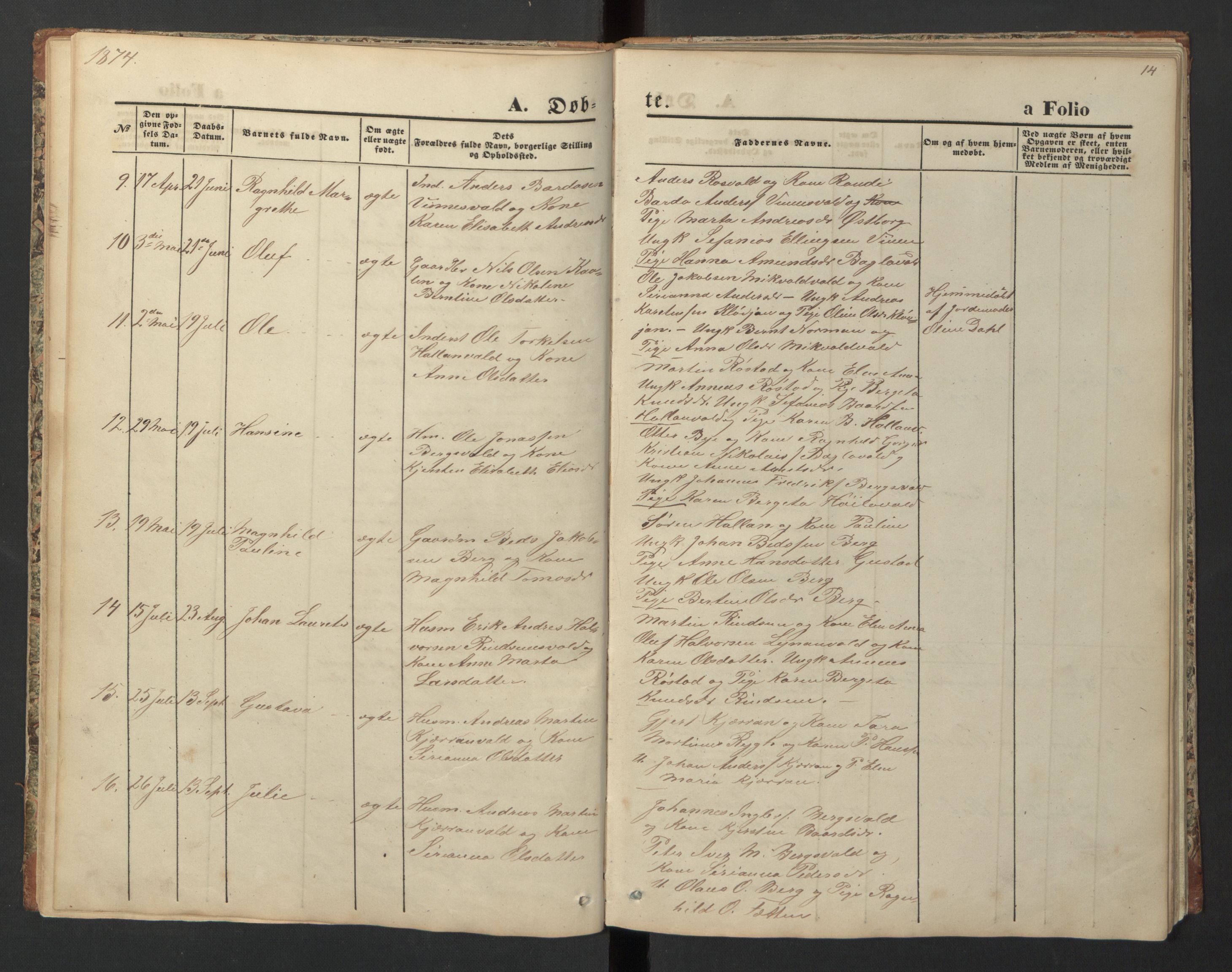 Ministerialprotokoller, klokkerbøker og fødselsregistre - Nord-Trøndelag, SAT/A-1458/726/L0271: Parish register (copy) no. 726C02, 1869-1897, p. 14