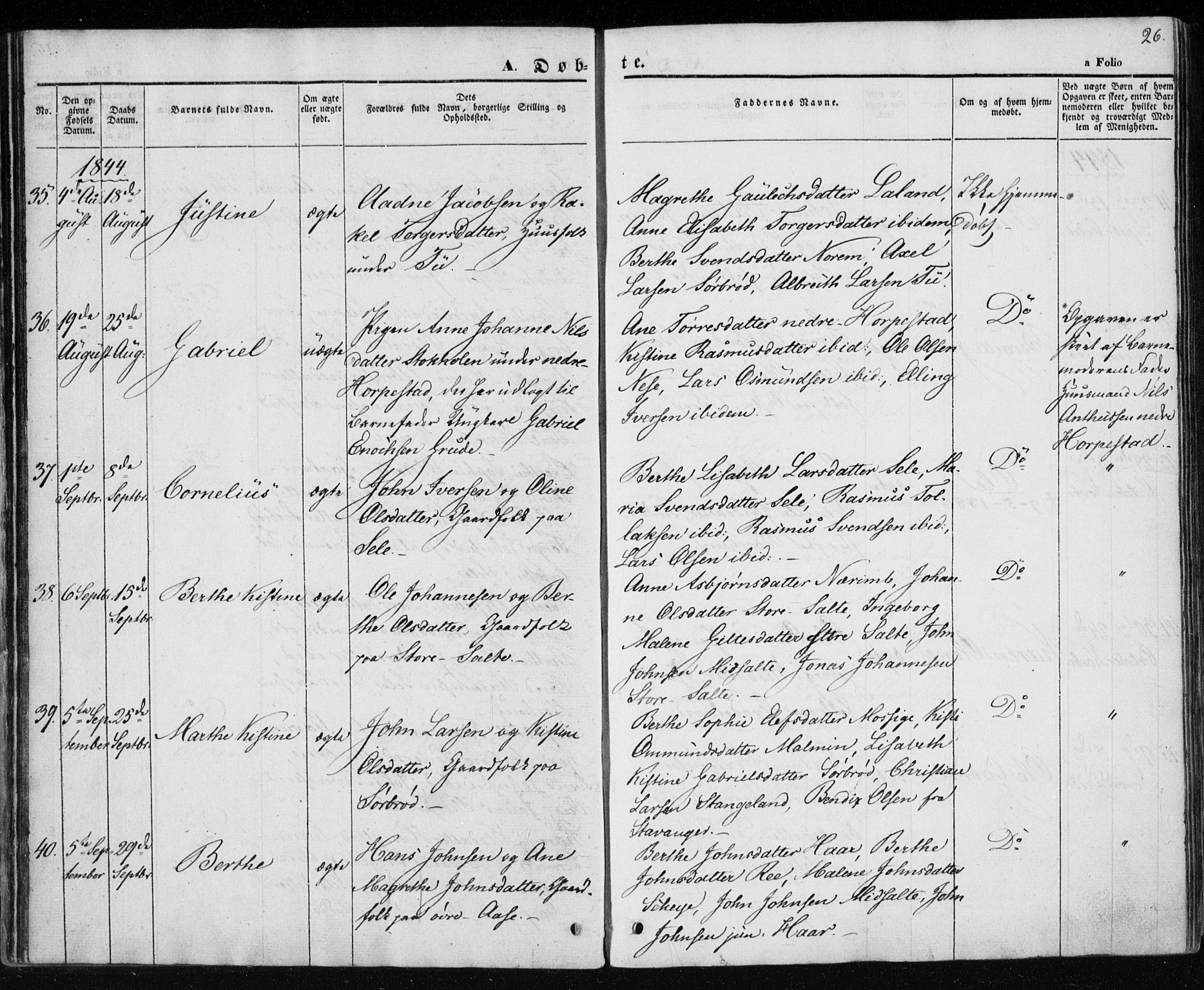 Klepp sokneprestkontor, AV/SAST-A-101803/001/3/30BA/L0004: Parish register (official) no. A 4, 1842-1852, p. 26