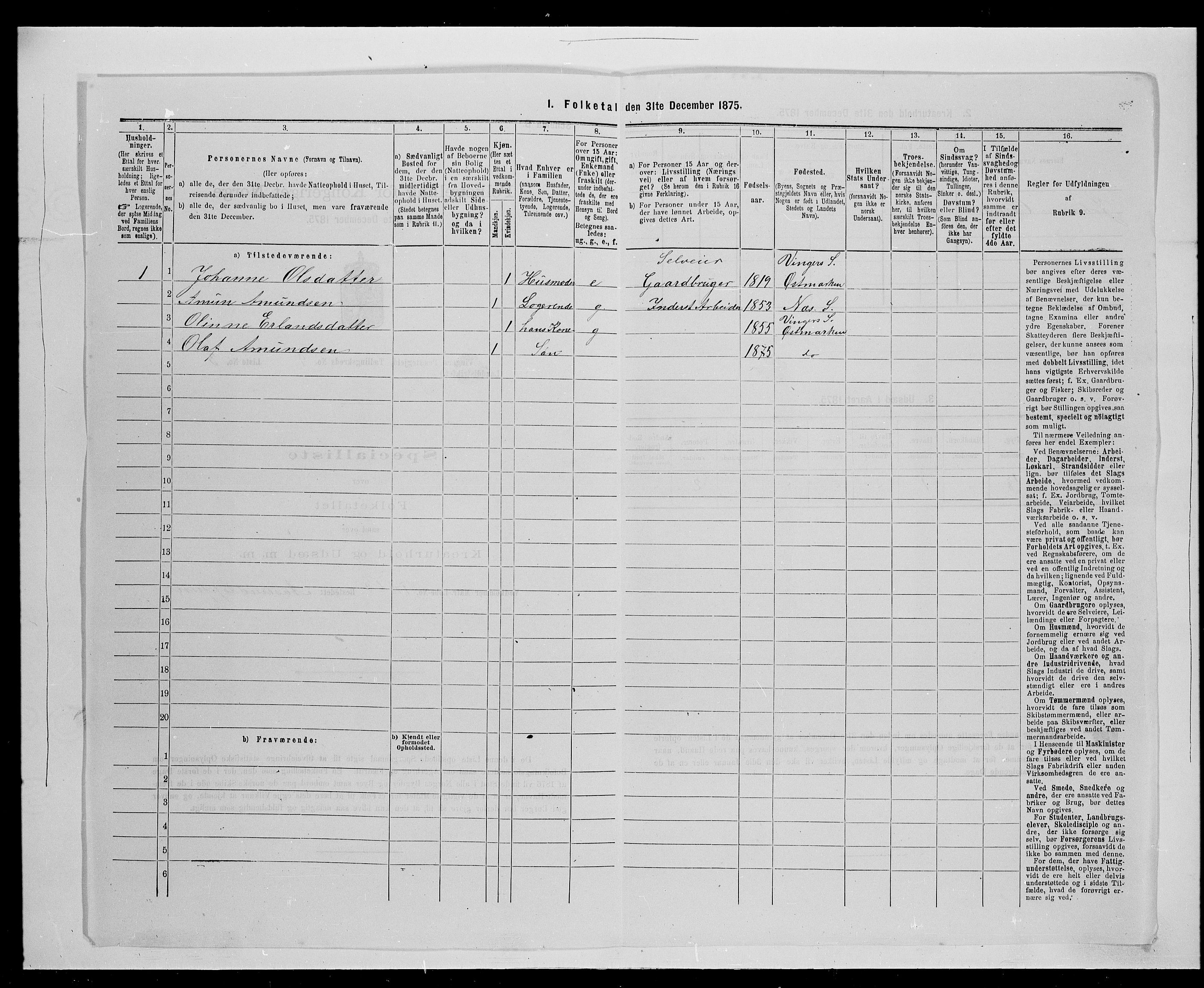 SAH, 1875 census for 0421L Vinger/Vinger og Austmarka, 1875, p. 1388