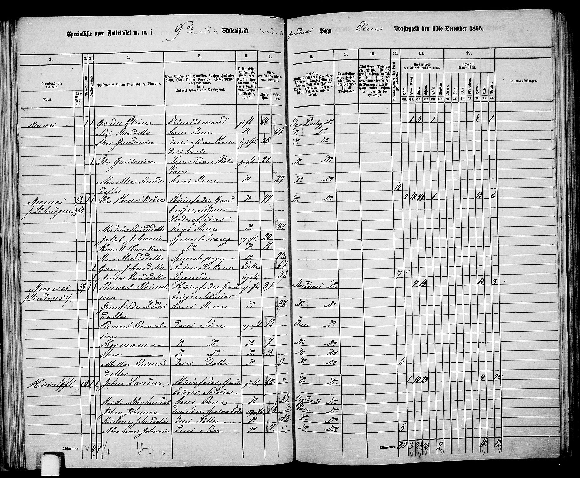 RA, 1865 census for Etne, 1865, p. 57