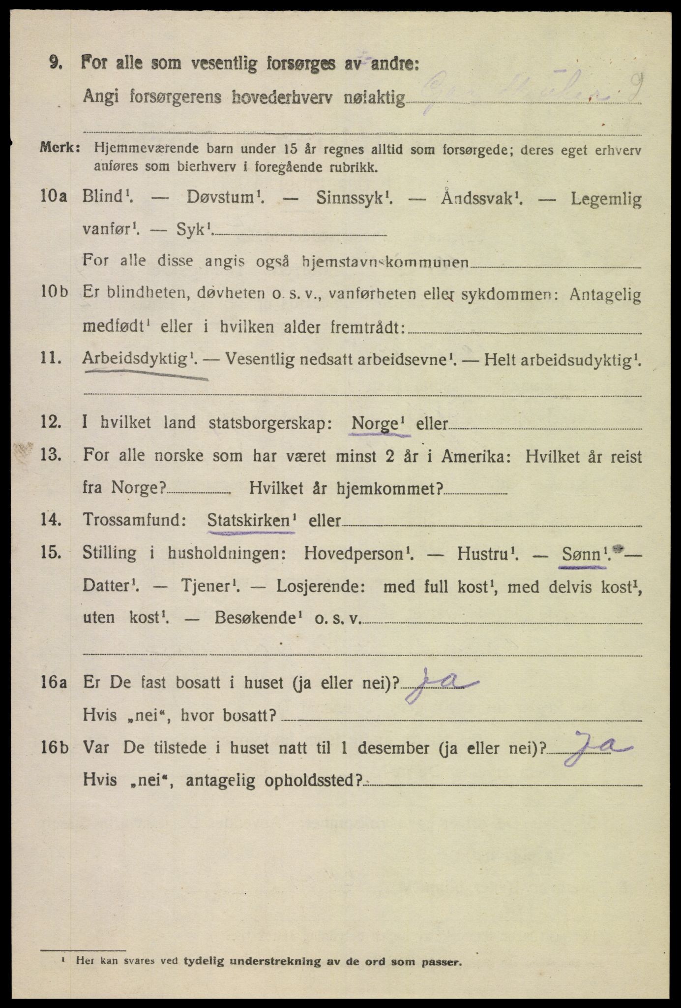 SAK, 1920 census for Fjotland, 1920, p. 1819