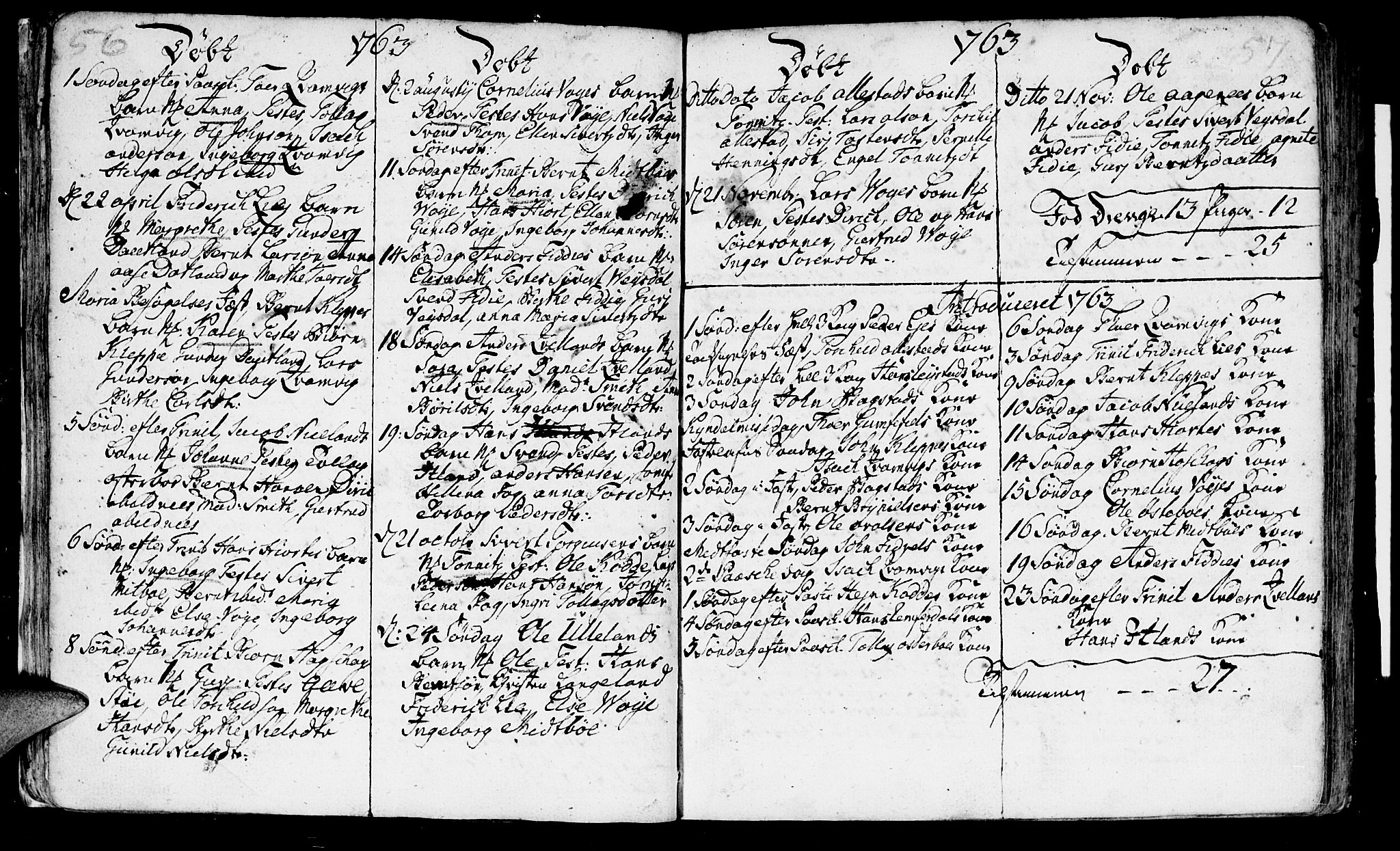 Flekkefjord sokneprestkontor, SAK/1111-0012/F/Fa/Fab/L0001: Parish register (official) no. A 1, 1750-1780, p. 56-57