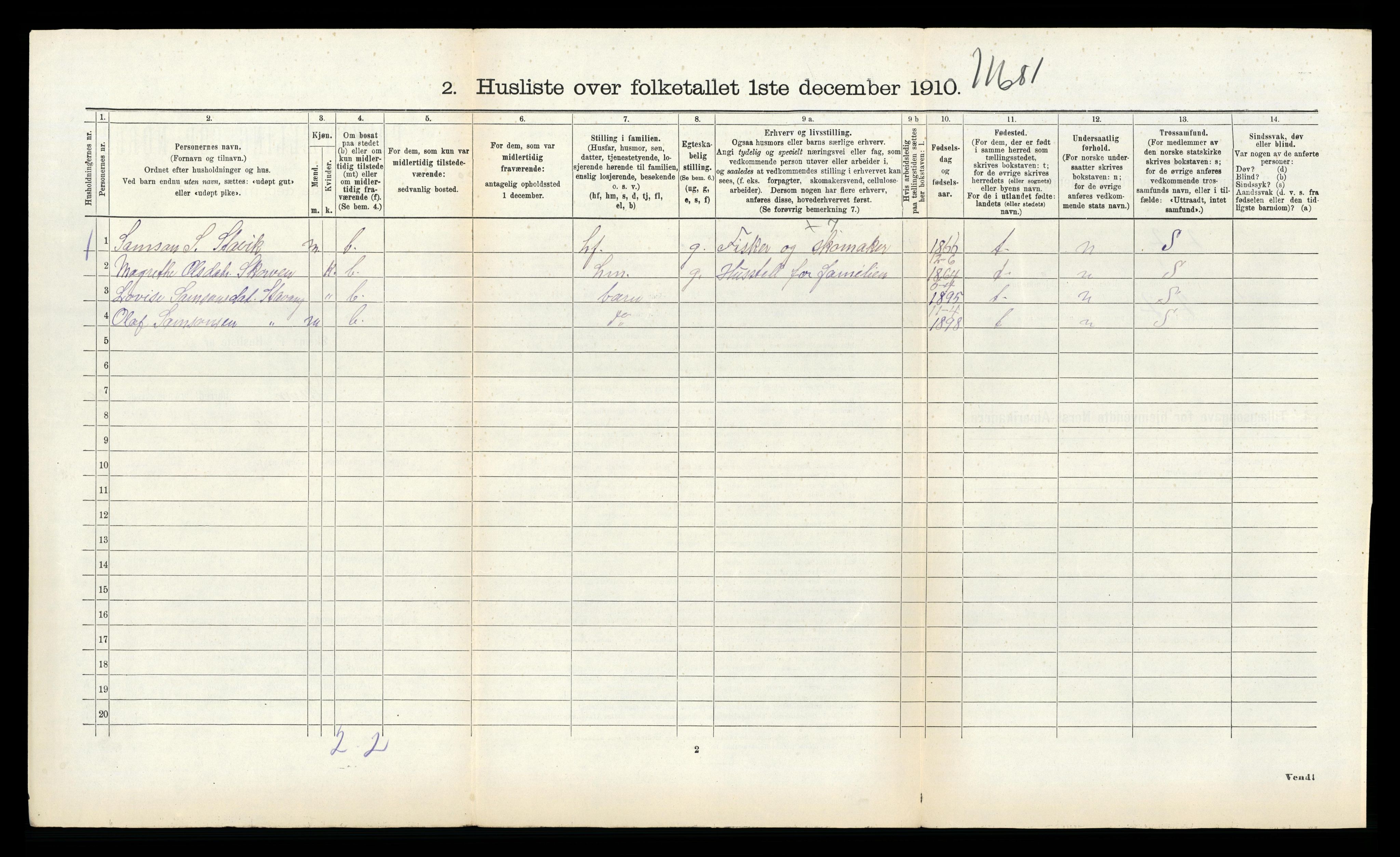 RA, 1910 census for Kinn, 1910, p. 1137