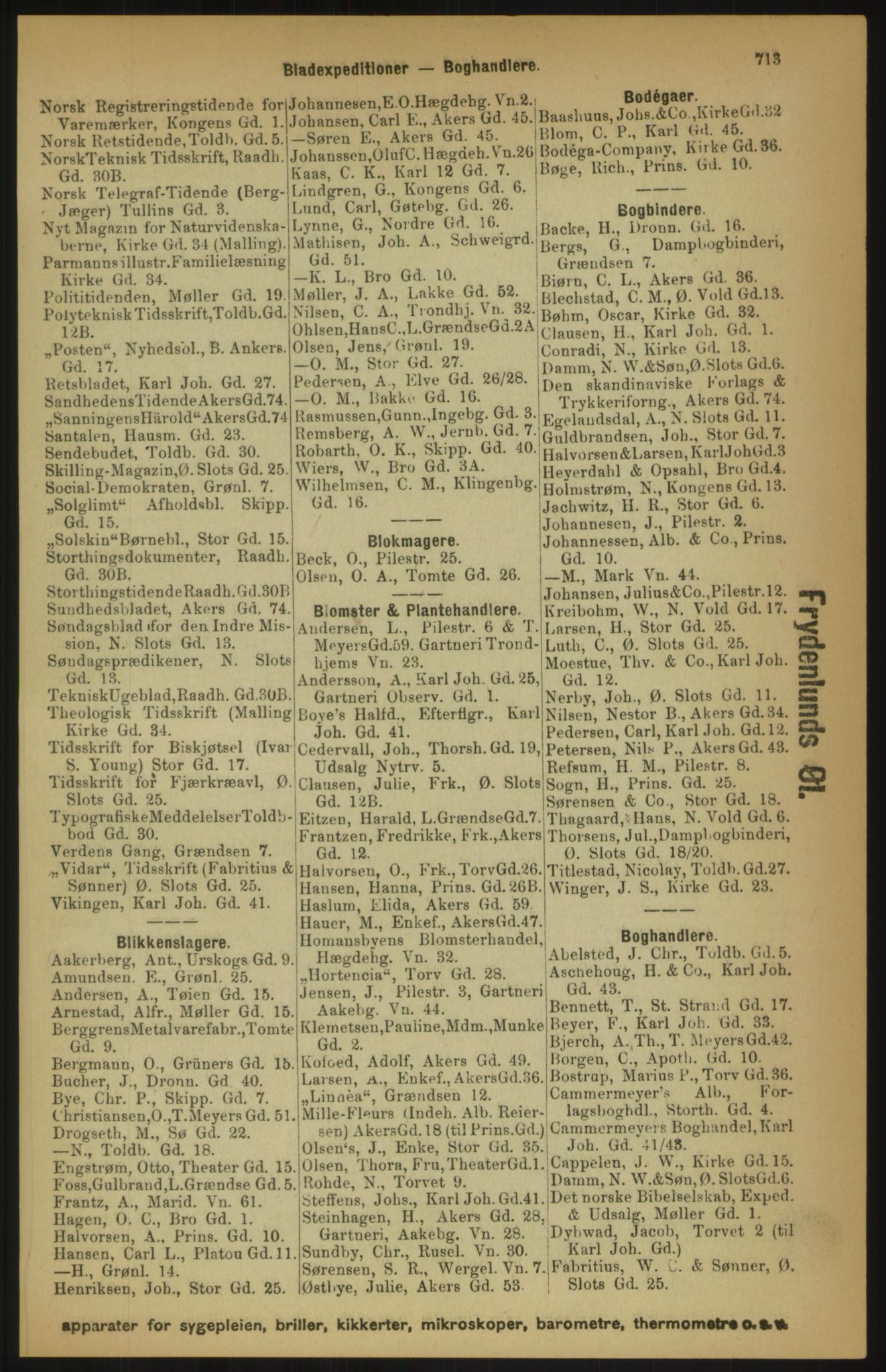 Kristiania/Oslo adressebok, PUBL/-, 1891, p. 713