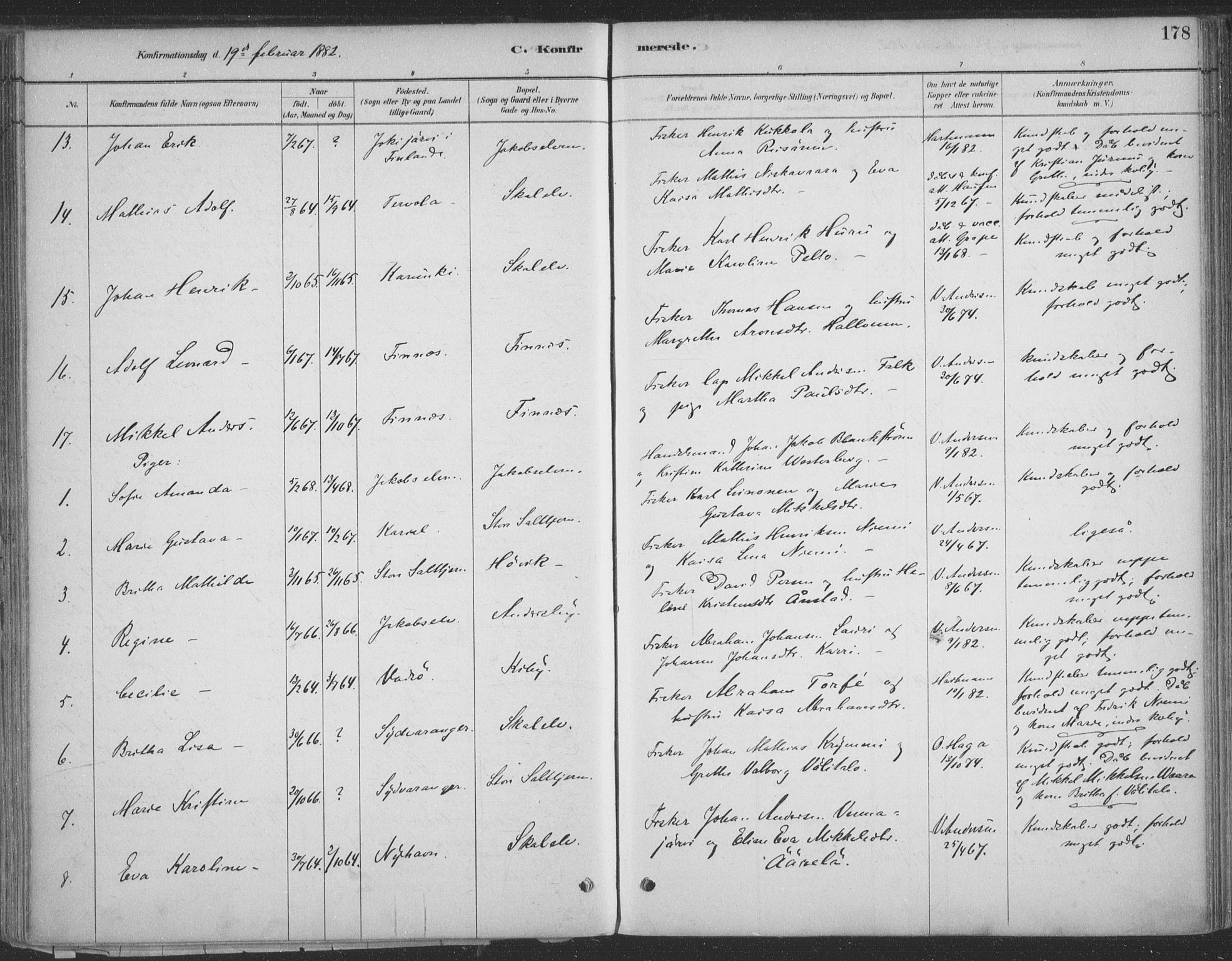Vadsø sokneprestkontor, SATØ/S-1325/H/Ha/L0009kirke: Parish register (official) no. 9, 1881-1917, p. 178