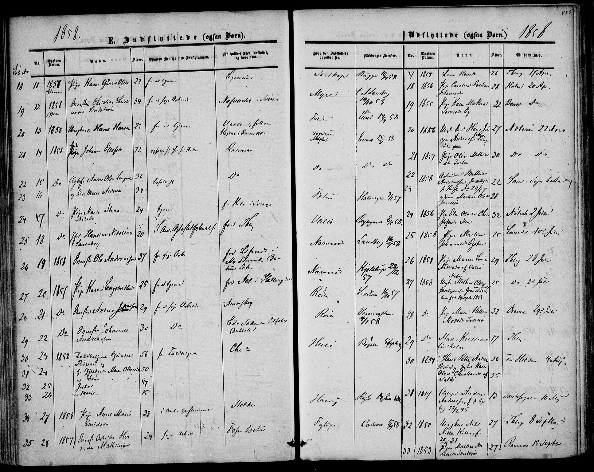 Sem kirkebøker, SAKO/A-5/F/Fa/L0007: Parish register (official) no. I 7, 1856-1865, p. 485