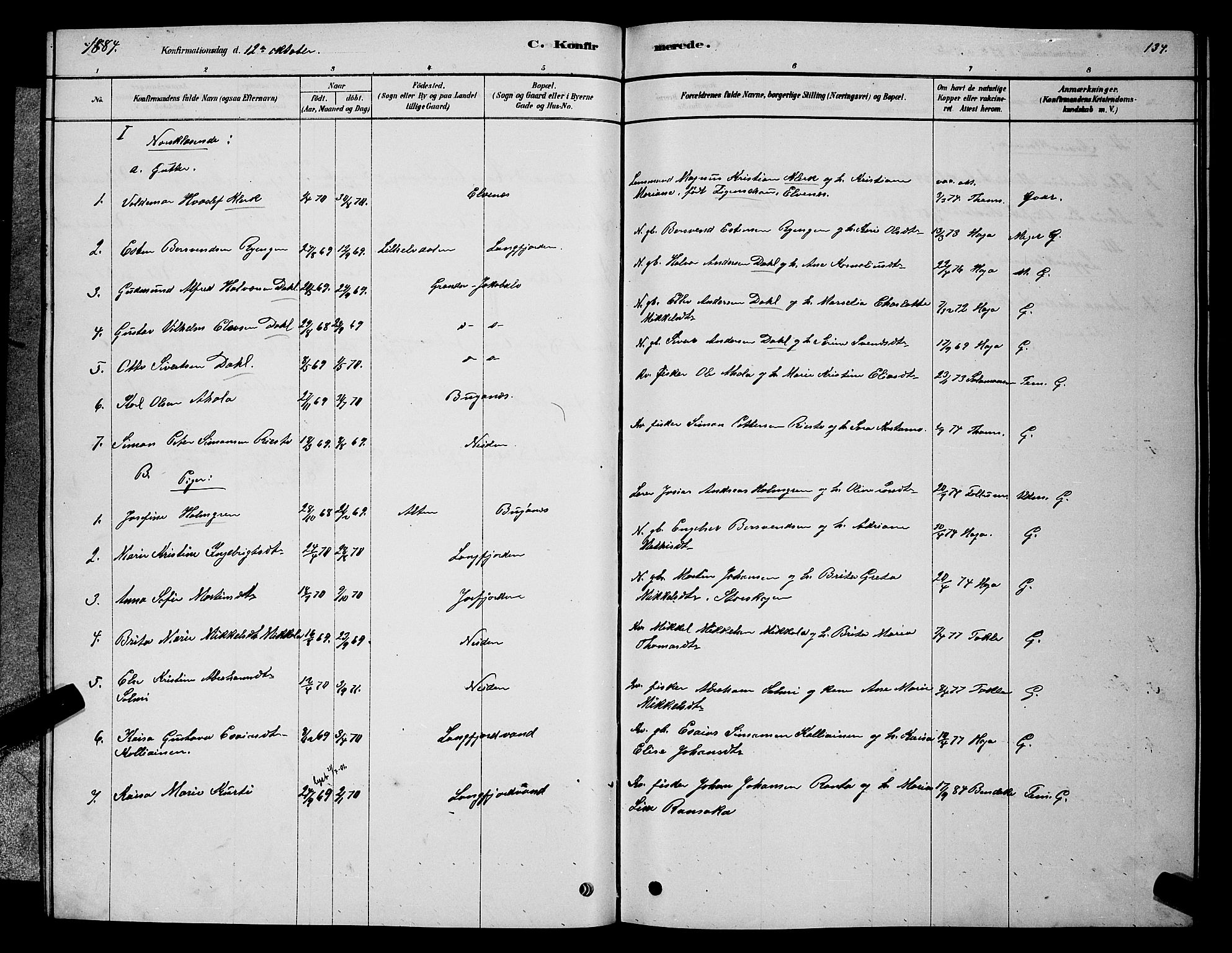 Sør-Varanger sokneprestkontor, AV/SATØ-S-1331/H/Hb/L0003klokker: Parish register (copy) no. 3, 1878-1891, p. 134