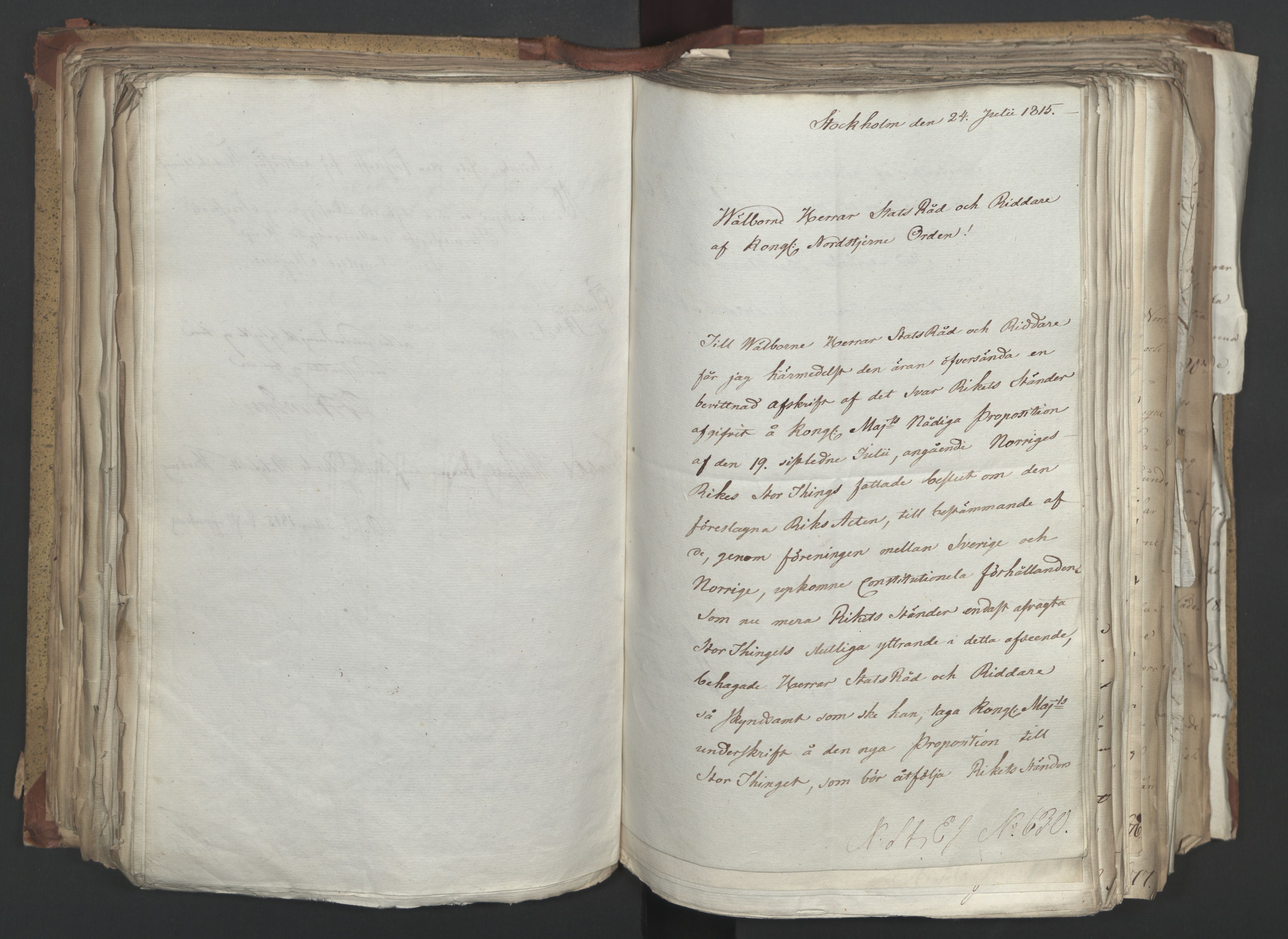 Statsrådsavdelingen i Stockholm, AV/RA-S-1003/D/Da/L0003: Regjeringsinnstillinger nr. 519-787, 1815, p. 233