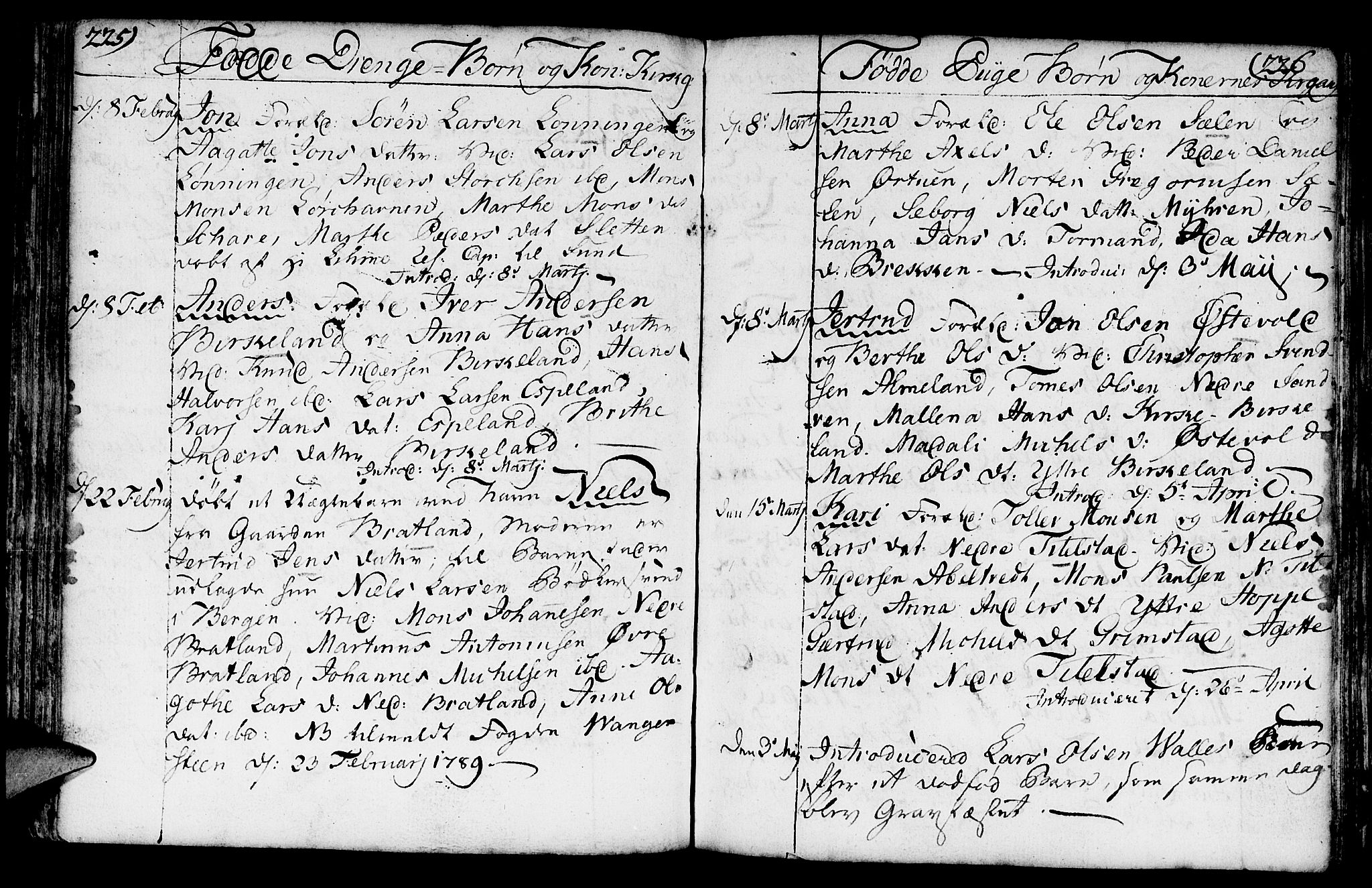 Fana Sokneprestembete, AV/SAB-A-75101/H/Haa/Haaa/L0005: Parish register (official) no. A 5, 1773-1799, p. 225-226