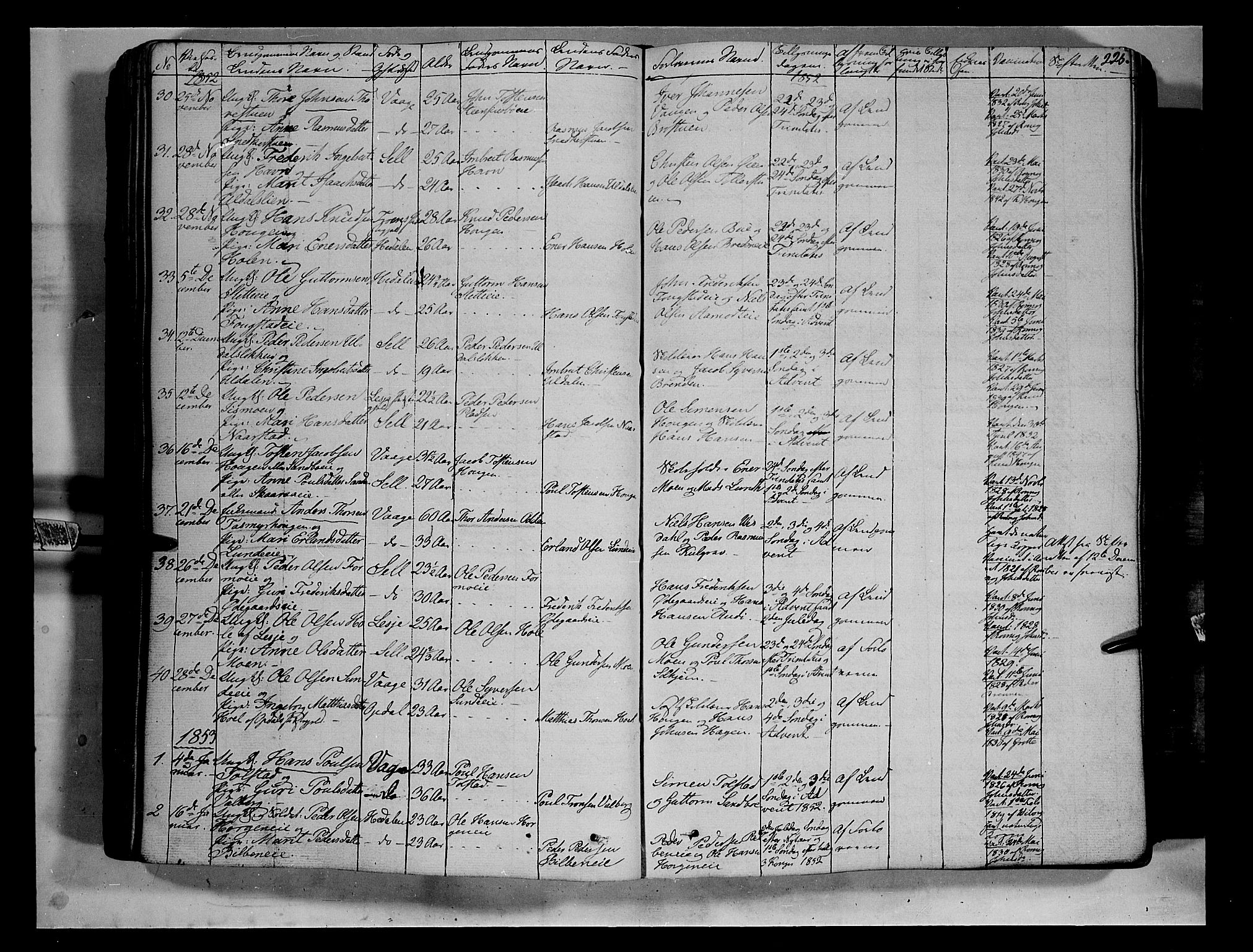 Vågå prestekontor, SAH/PREST-076/H/Ha/Haa/L0005: Parish register (official) no. 5 /1, 1842-1856, p. 225