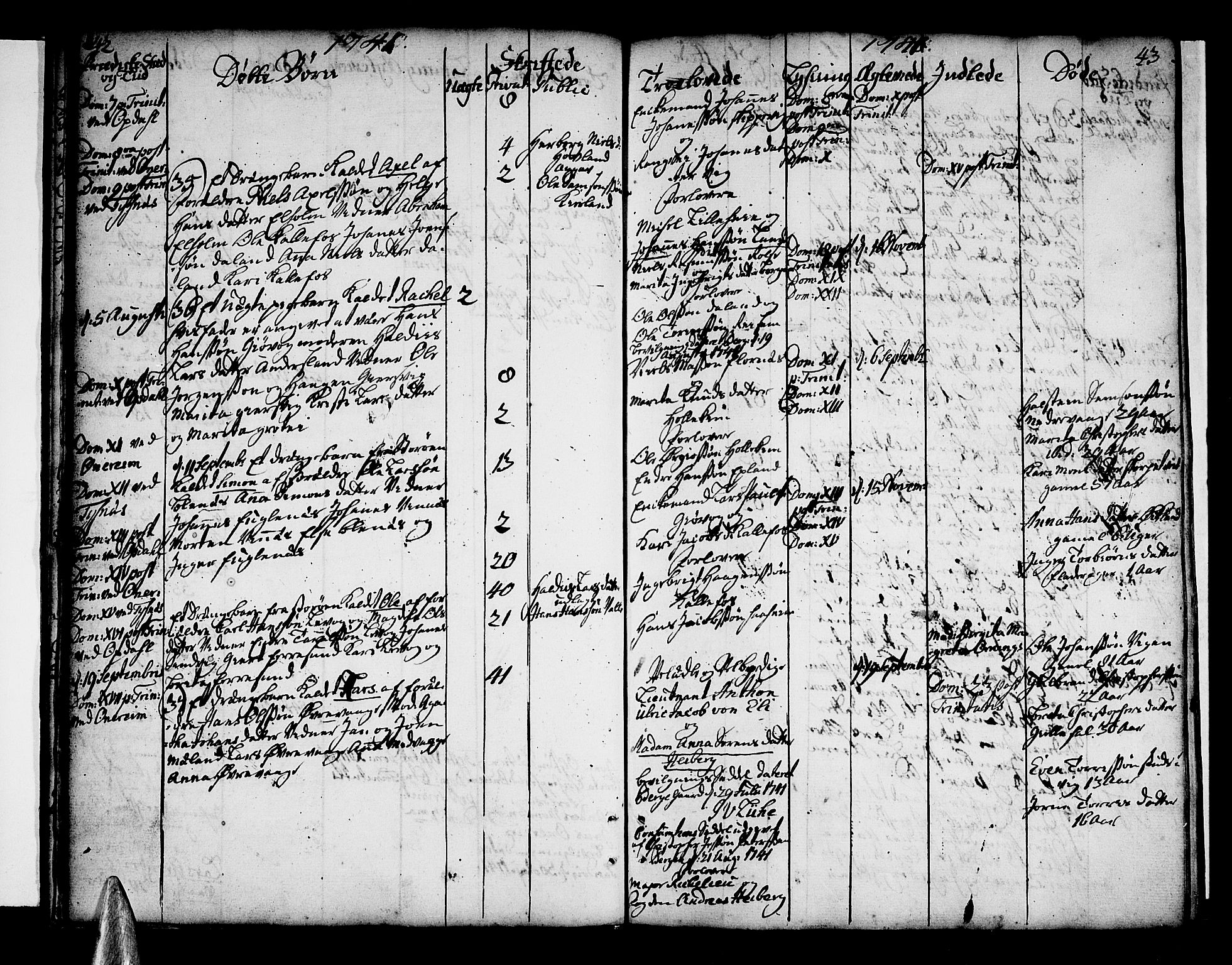 Tysnes sokneprestembete, SAB/A-78601/H/Haa: Parish register (official) no. A 3, 1740-1749, p. 42-43