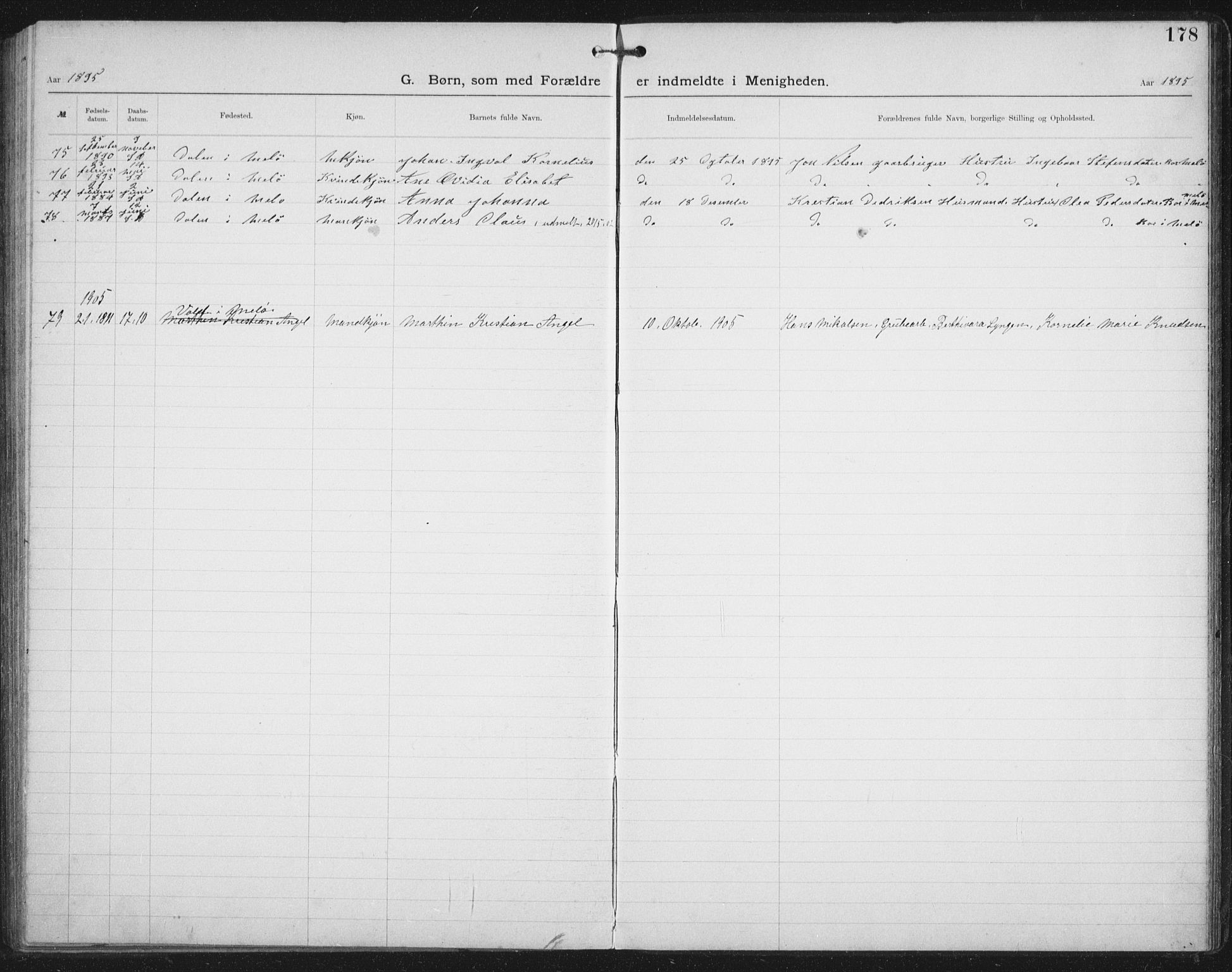 Ministerialprotokoller, klokkerbøker og fødselsregistre - Nordland, SAT/A-1459/881/L1174: Dissenter register no. 881D01, 1891-1933, p. 178