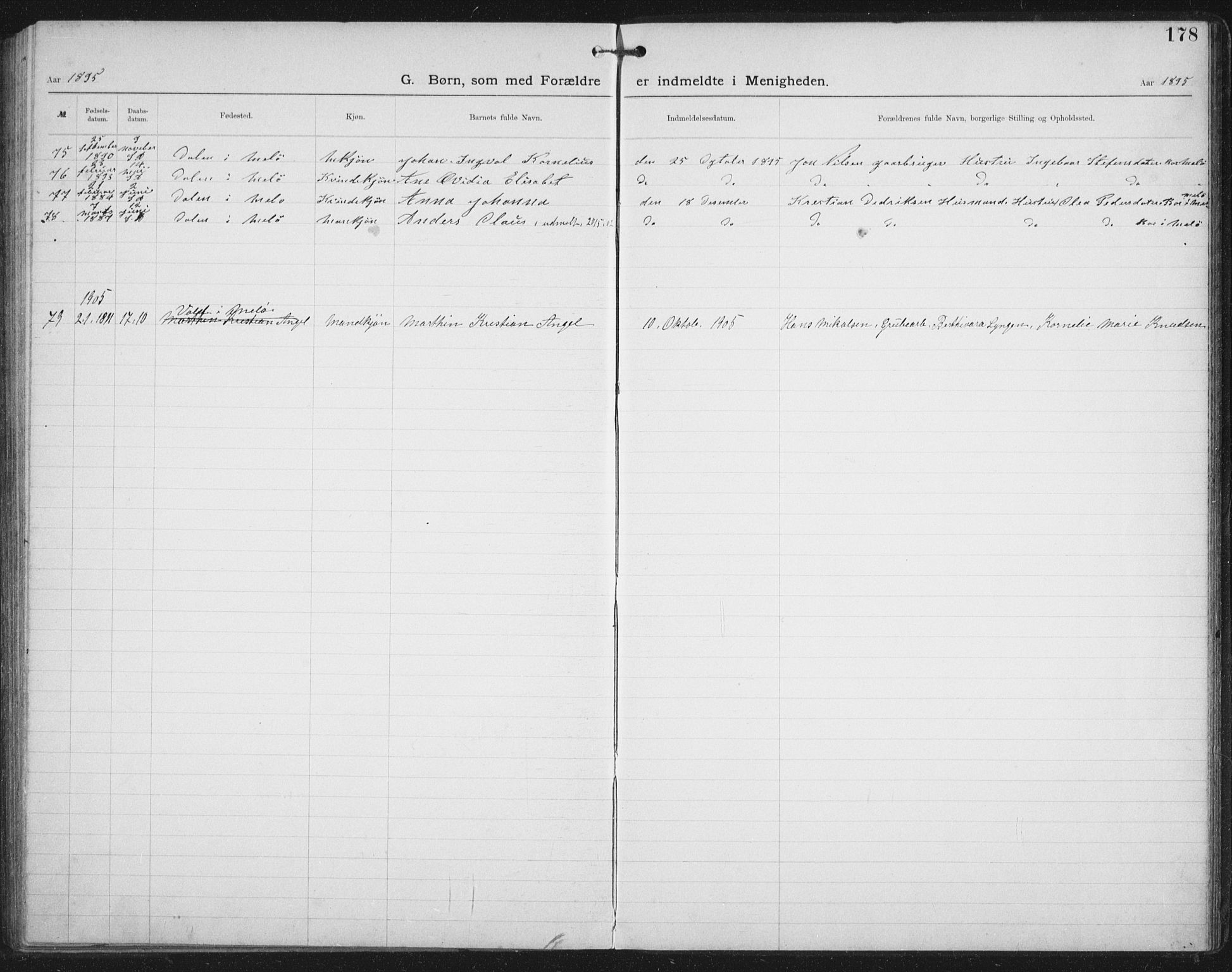 Ministerialprotokoller, klokkerbøker og fødselsregistre - Nordland, AV/SAT-A-1459/881/L1174: Dissenter register no. 881D01, 1891-1933, p. 178