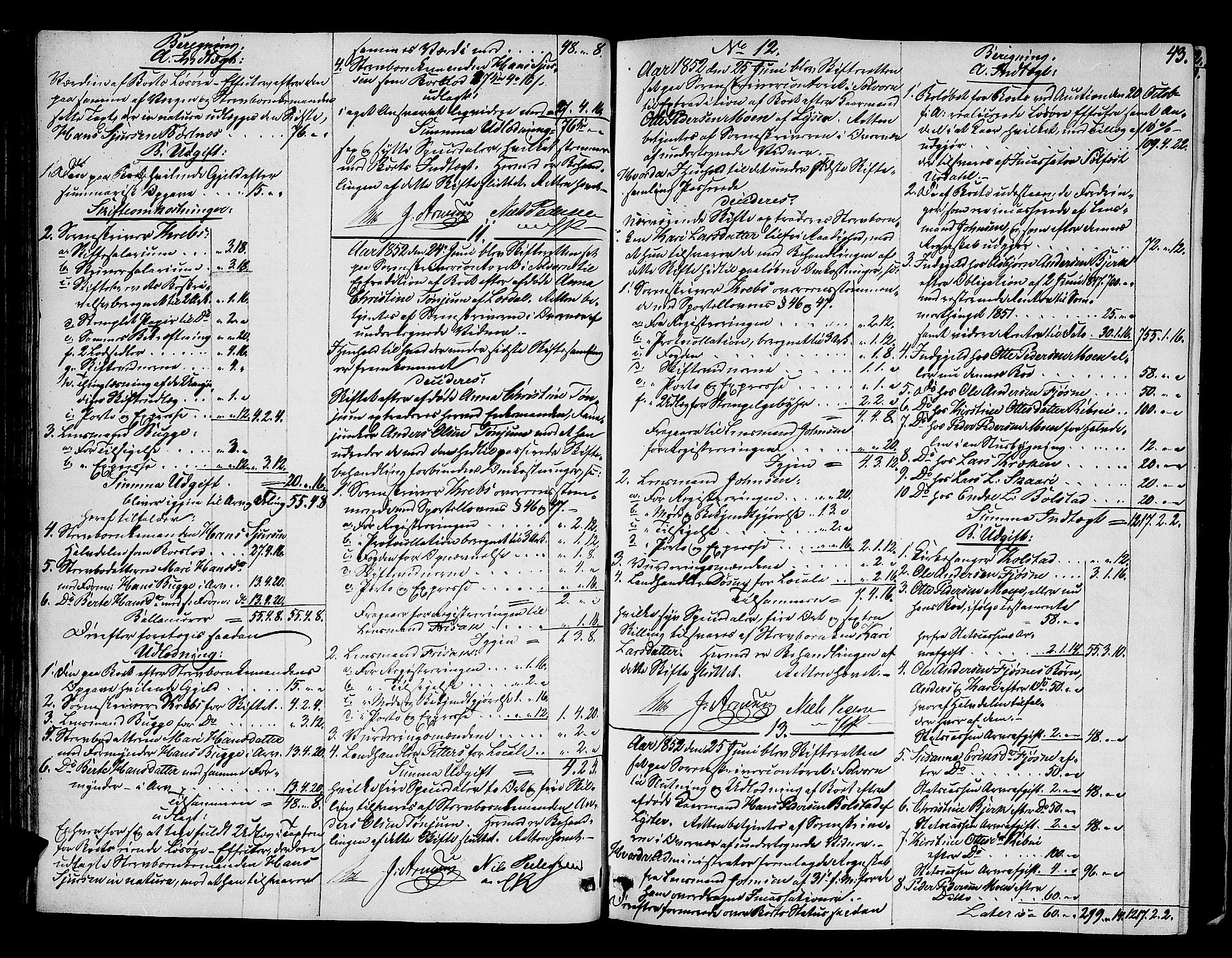 Indre Sogn tingrett, AV/SAB-A-3301/1/H/Hd/L0003: Skifteutlodningsprotokoll 3, 1850-1860, p. 42b-43a