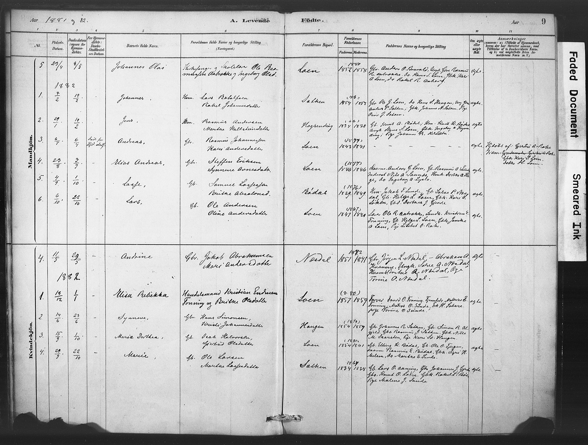 Stryn Sokneprestembete, AV/SAB-A-82501: Parish register (official) no. C 1, 1878-1907, p. 9