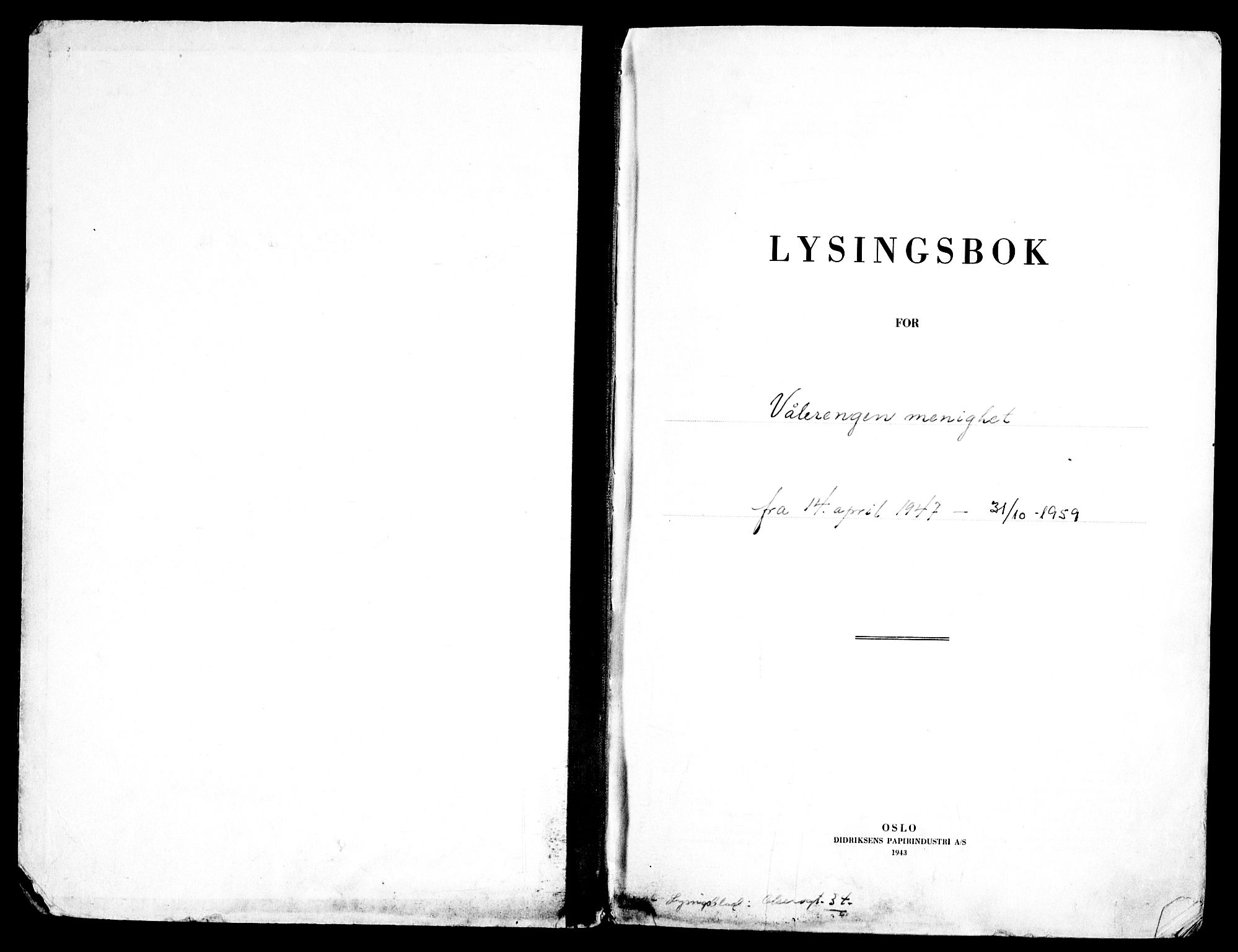 Vålerengen prestekontor Kirkebøker, AV/SAO-A-10878/H/Ha/L0005: Banns register no. 5, 1947-1959