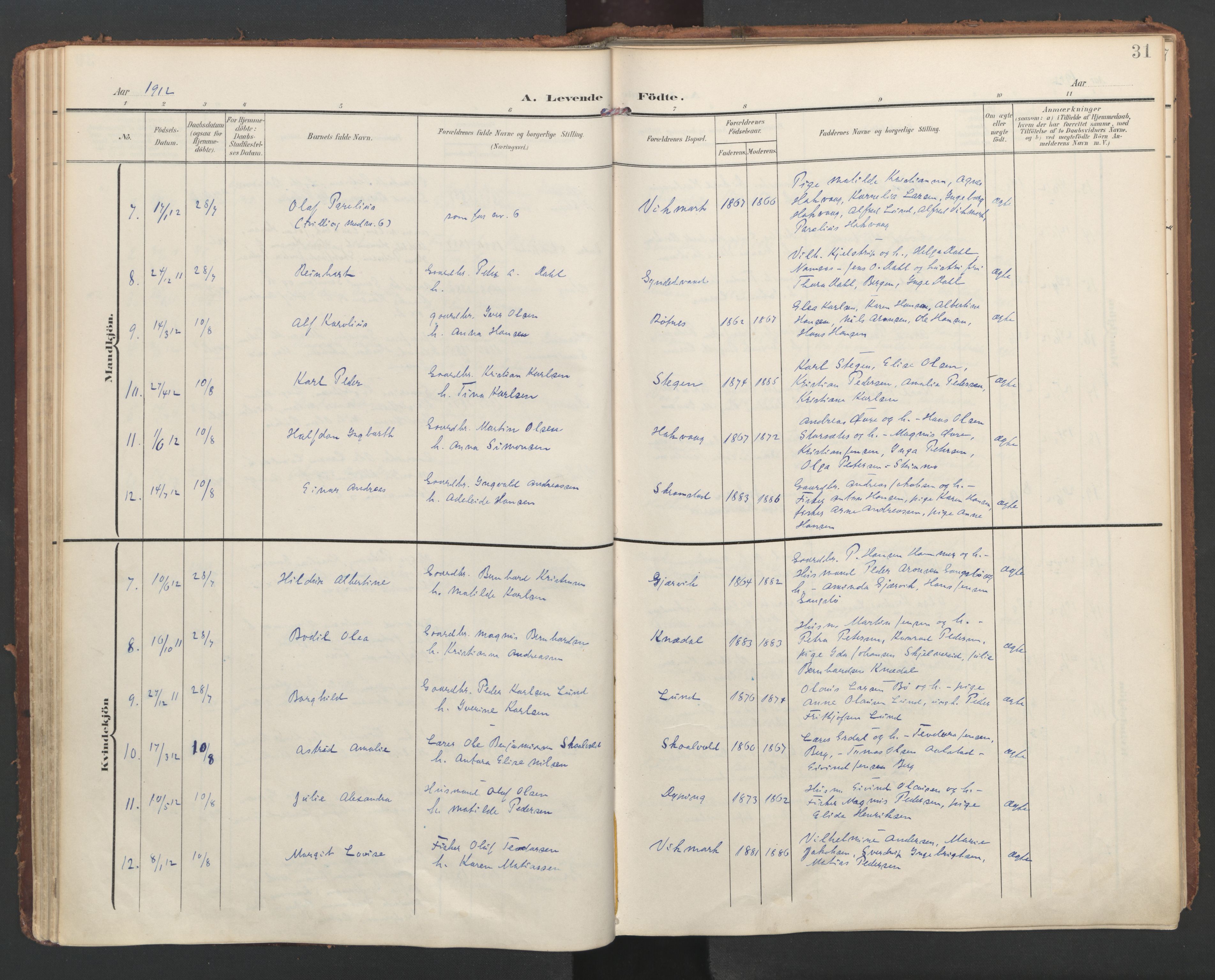 Ministerialprotokoller, klokkerbøker og fødselsregistre - Nordland, AV/SAT-A-1459/855/L0805: Parish register (official) no. 855A13, 1906-1920, p. 31
