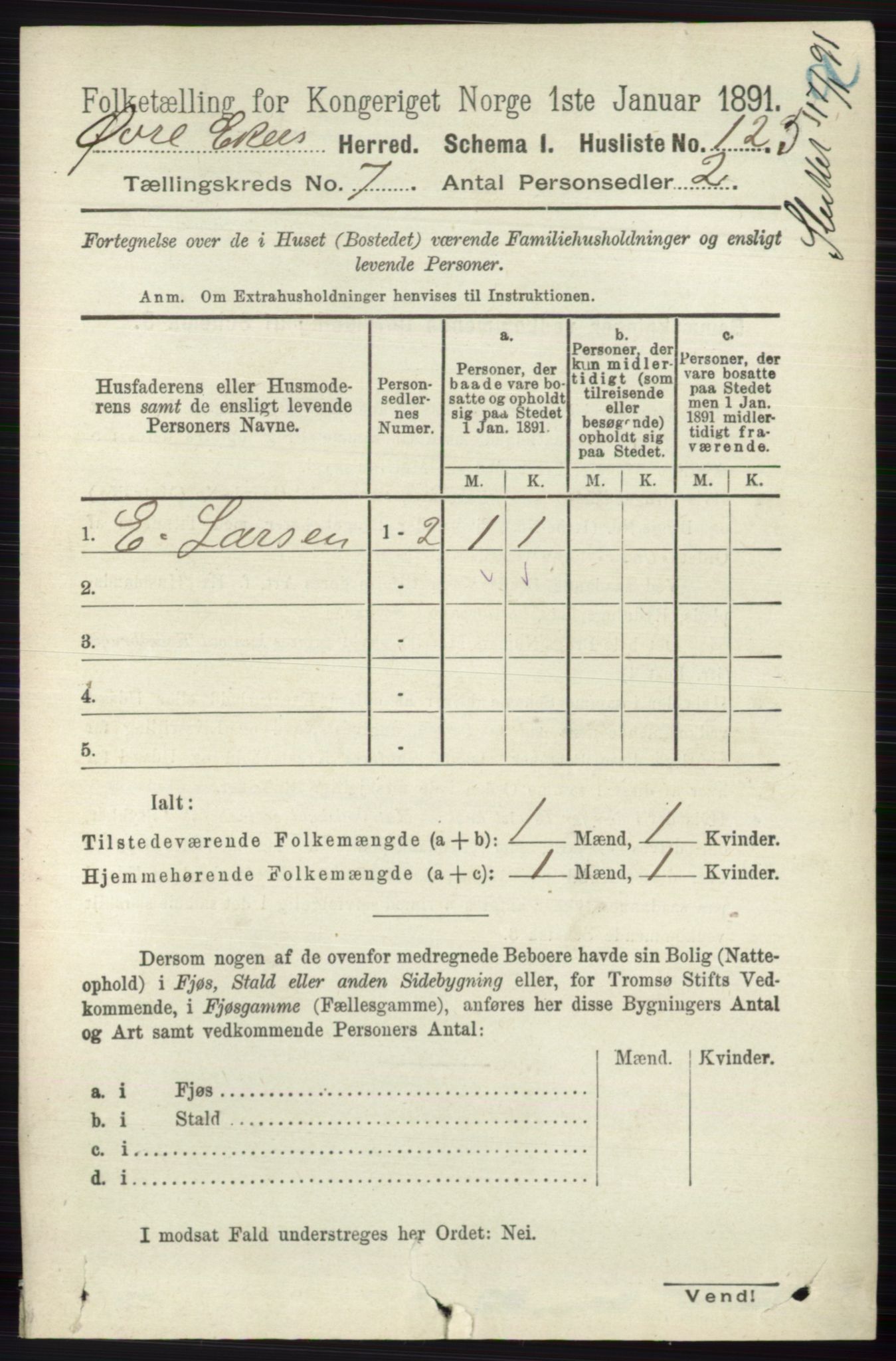 RA, 1891 census for 0624 Øvre Eiker, 1891, p. 2664