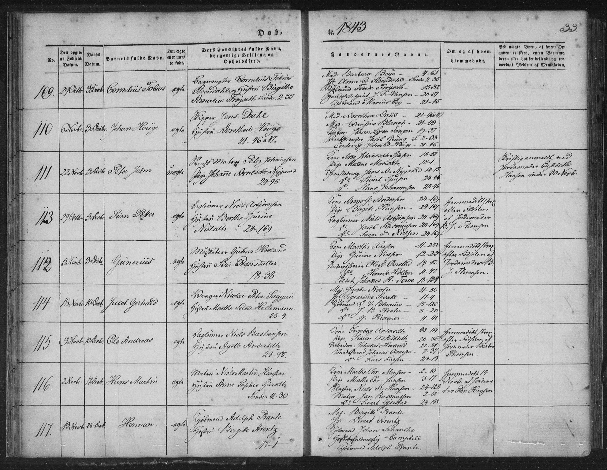 Korskirken sokneprestembete, SAB/A-76101/H/Haa/L0016: Parish register (official) no. B 2, 1841-1851, p. 33
