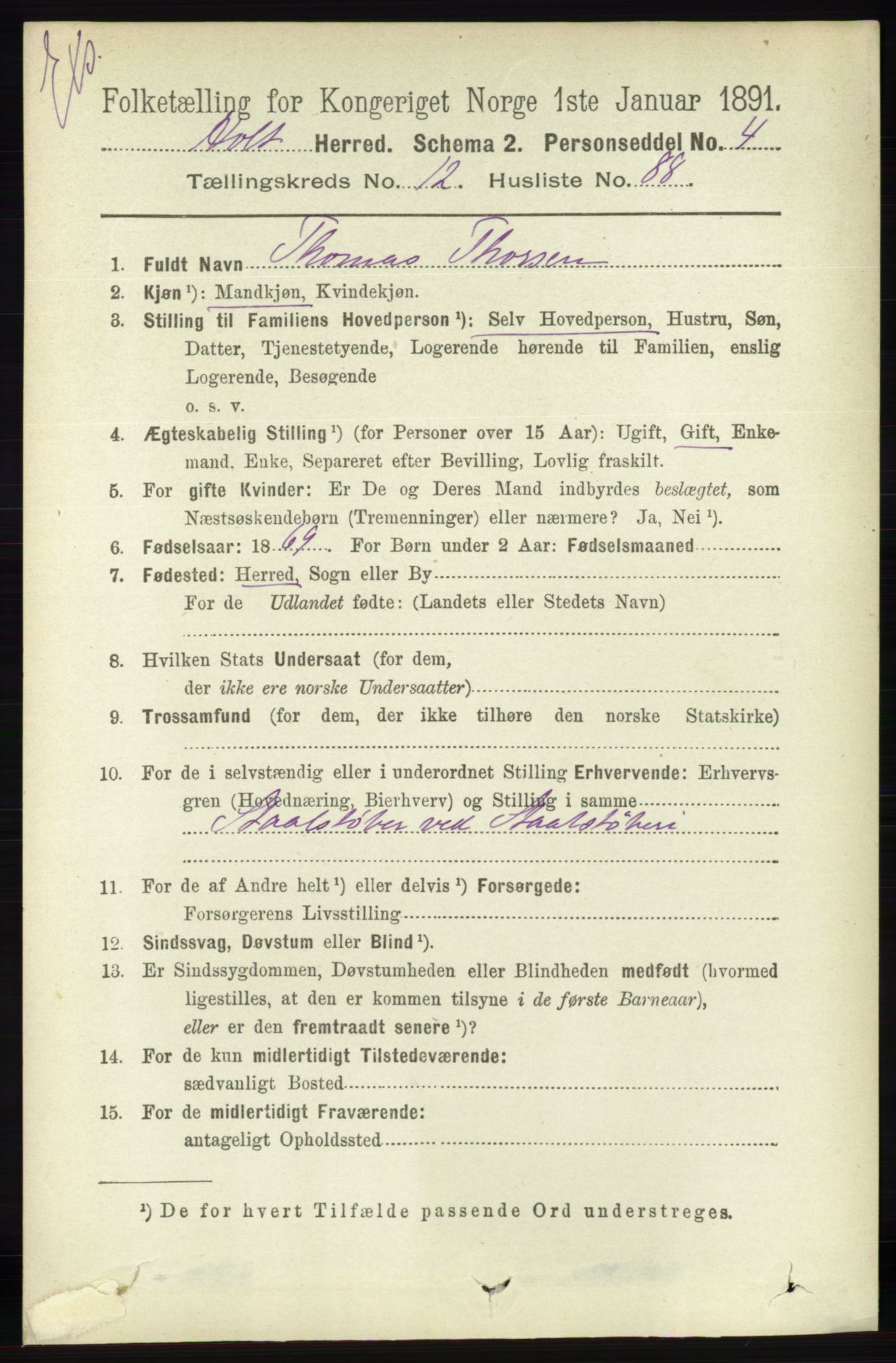 RA, Census 1891 for Nedenes amt: Gjenparter av personsedler for beslektede ektefeller, menn, 1891, p. 348