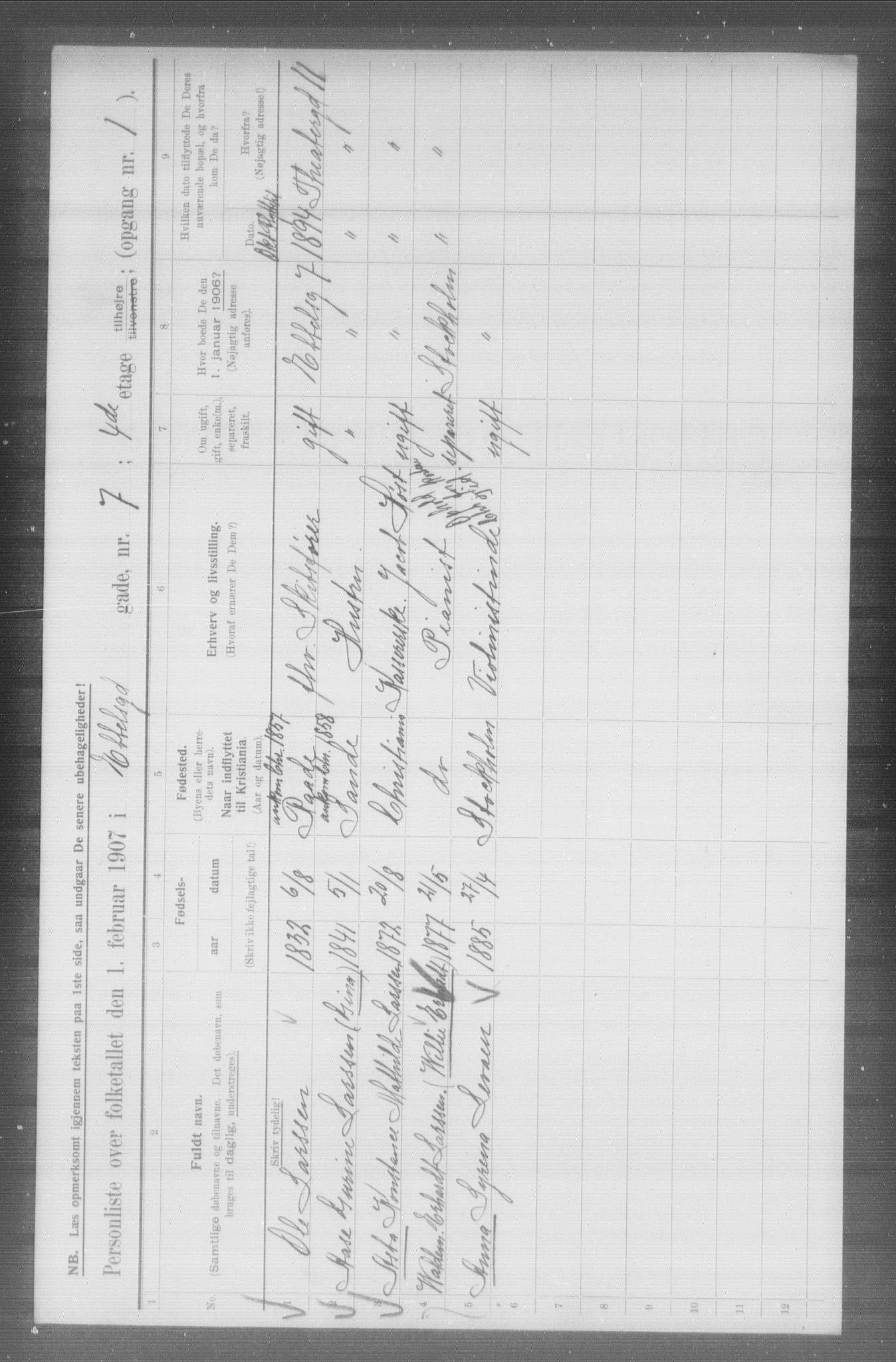 OBA, Municipal Census 1907 for Kristiania, 1907, p. 9259