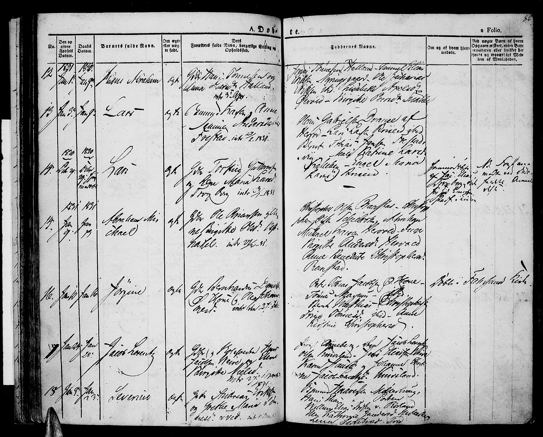 Lista sokneprestkontor, SAK/1111-0027/F/Fa/L0008: Parish register (official) no. A 8, 1823-1835, p. 82