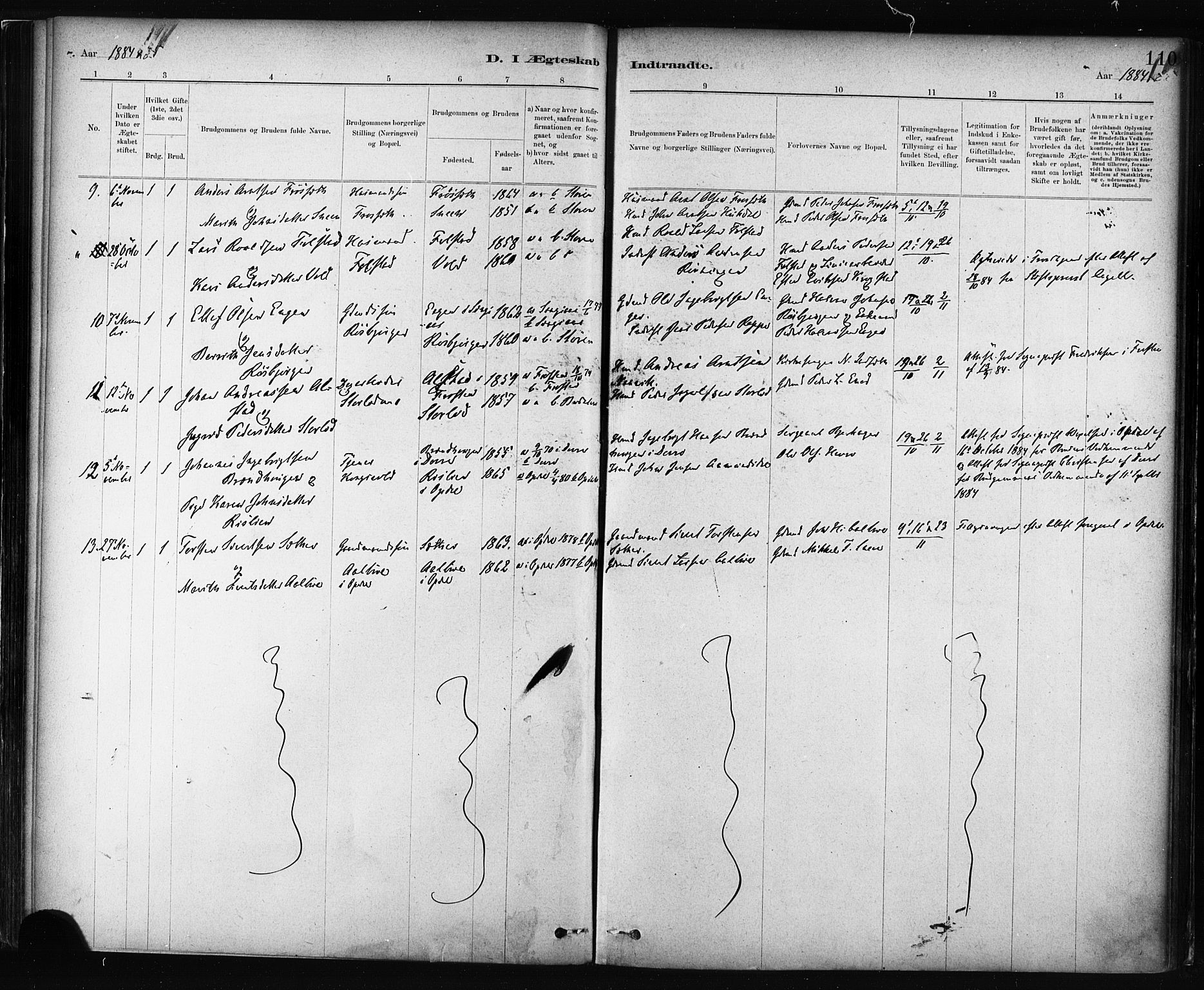 Ministerialprotokoller, klokkerbøker og fødselsregistre - Sør-Trøndelag, AV/SAT-A-1456/687/L1002: Parish register (official) no. 687A08, 1878-1890, p. 110