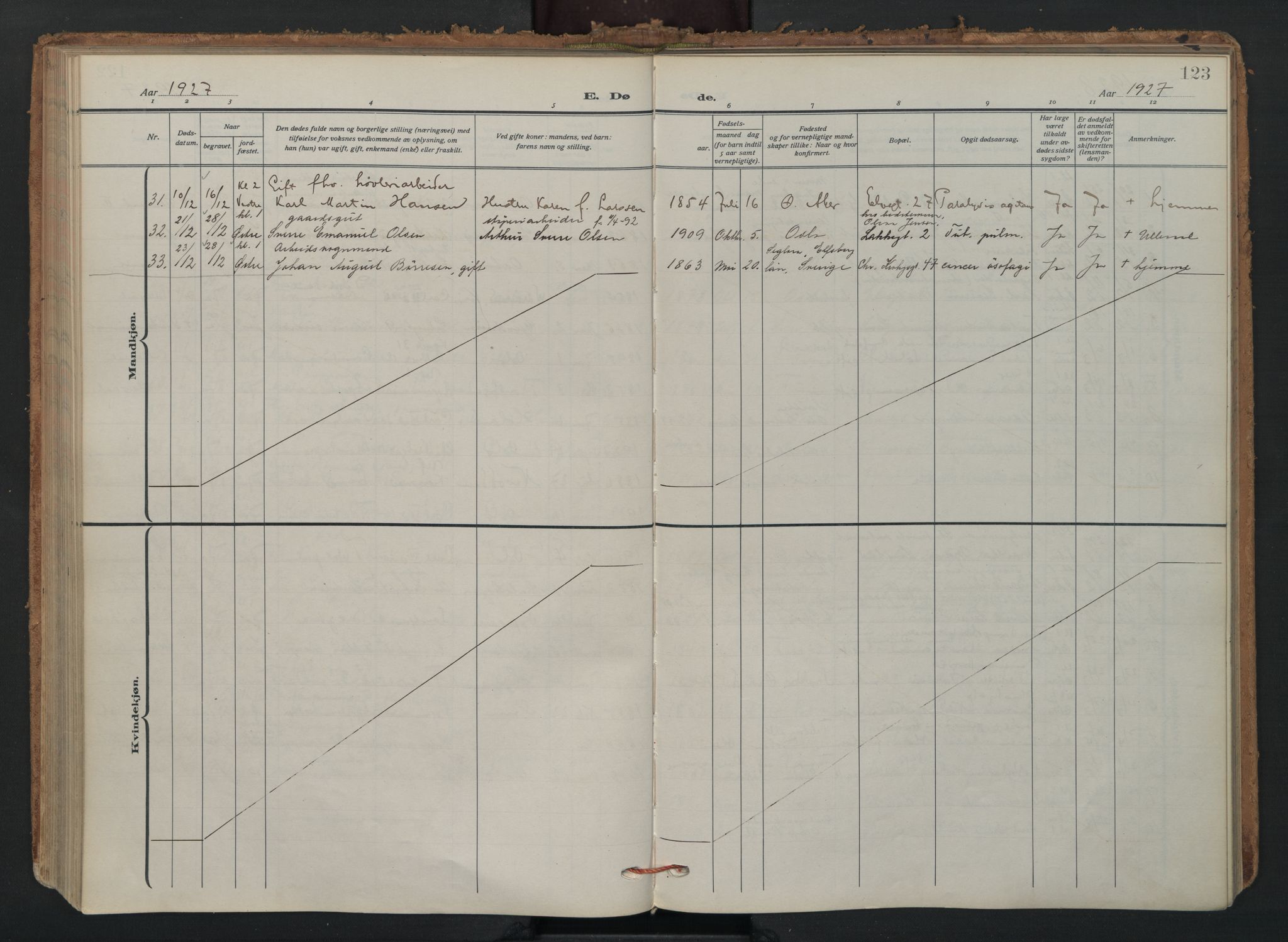 Vaterland prestekontor Kirkebøker, SAO/A-10880/F/Fa/L0003: Parish register (official) no. 3, 1922-1944, p. 123