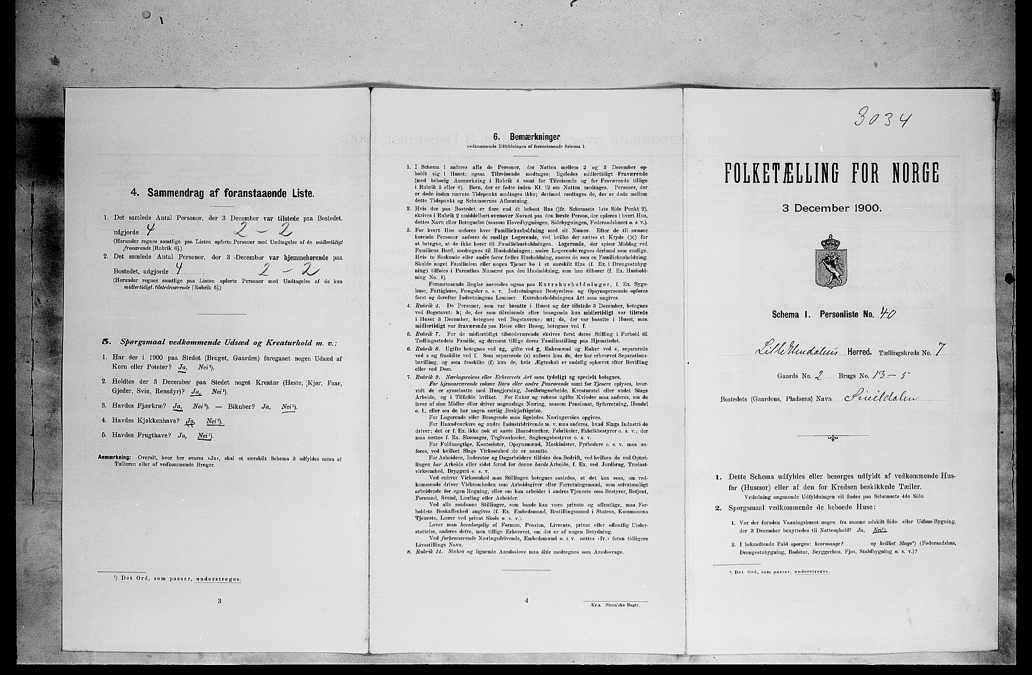 SAH, 1900 census for Lille Elvedalen, 1900, p. 557