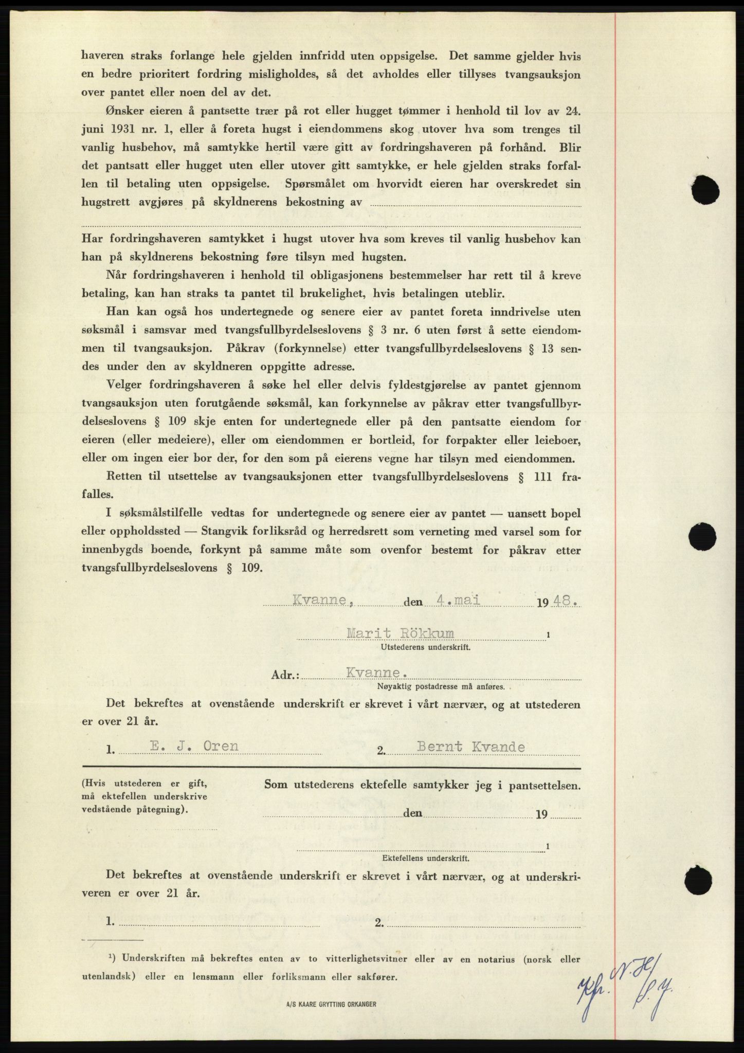 Nordmøre sorenskriveri, AV/SAT-A-4132/1/2/2Ca: Mortgage book no. B98, 1948-1948, Diary no: : 1159/1948