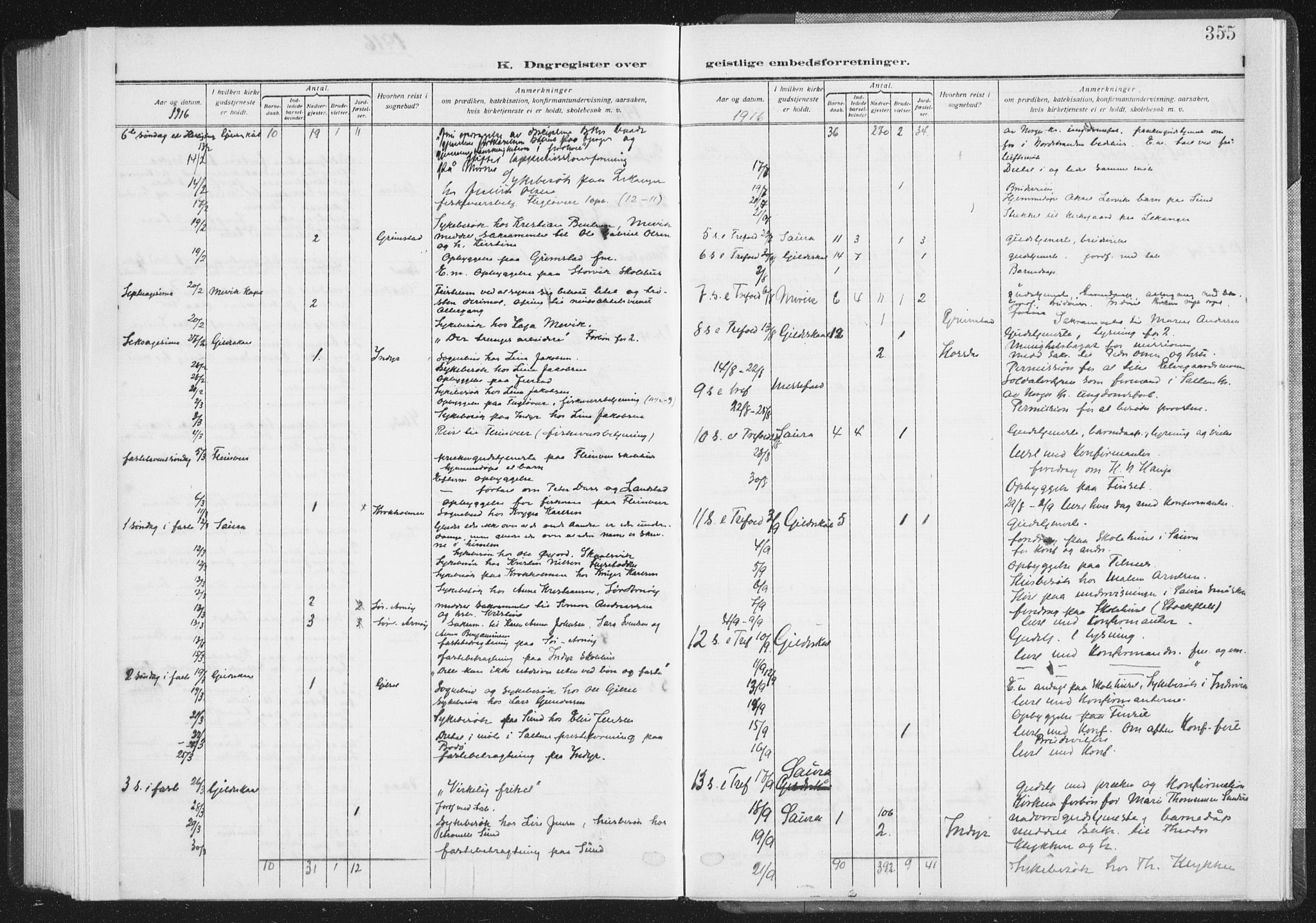 Ministerialprotokoller, klokkerbøker og fødselsregistre - Nordland, AV/SAT-A-1459/805/L0104: Parish register (official) no. 805A09, 1909-1926, p. 355