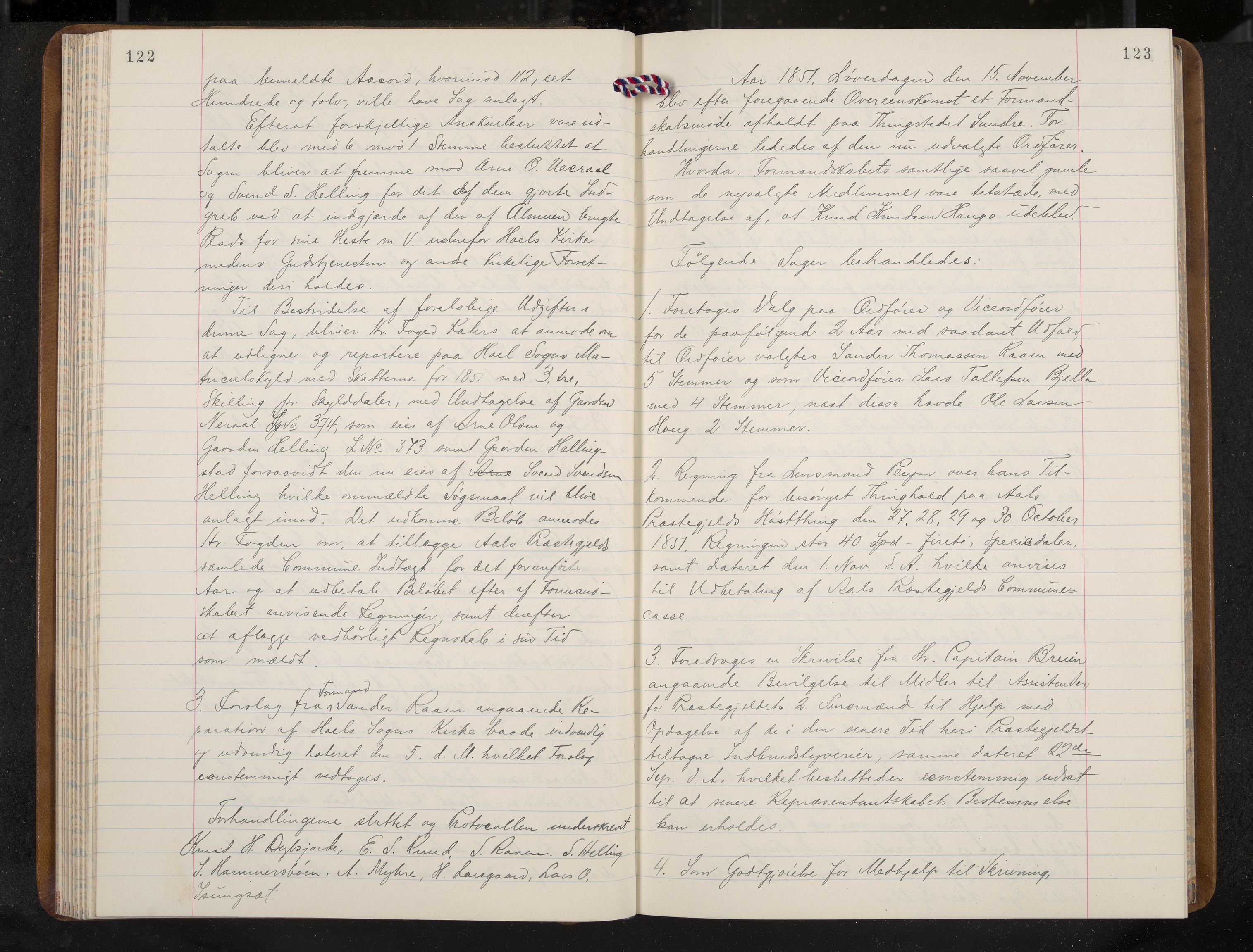 Ål formannskap og sentraladministrasjon, IKAK/0619021/A/Aa/L0002: Utskrift av møtebok, 1846-1857, p. 122-123