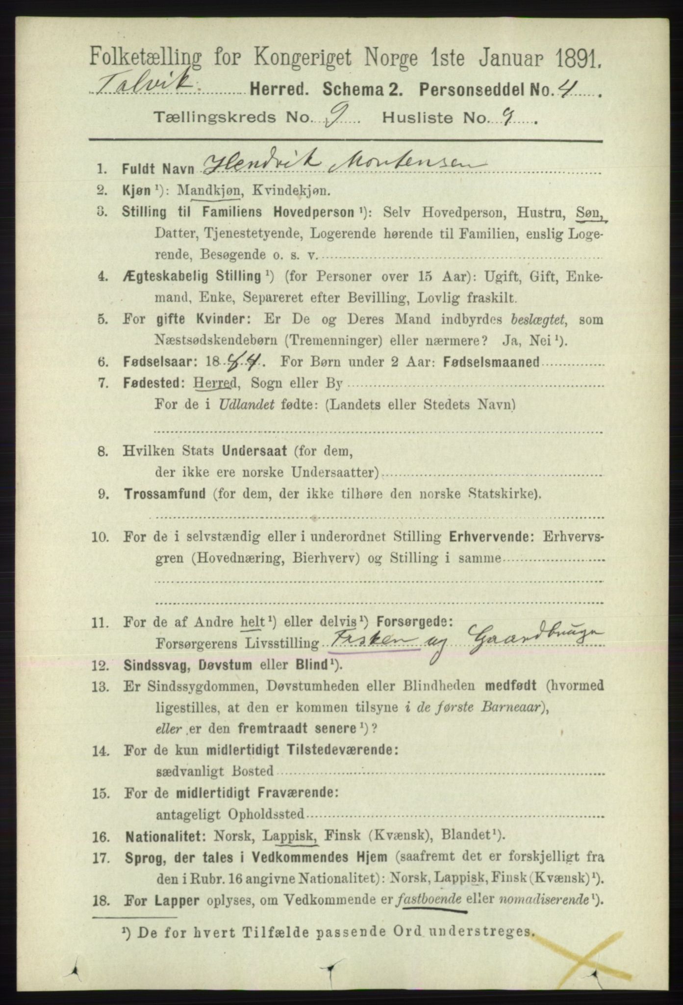 RA, 1891 census for 2013 Talvik, 1891, p. 2220