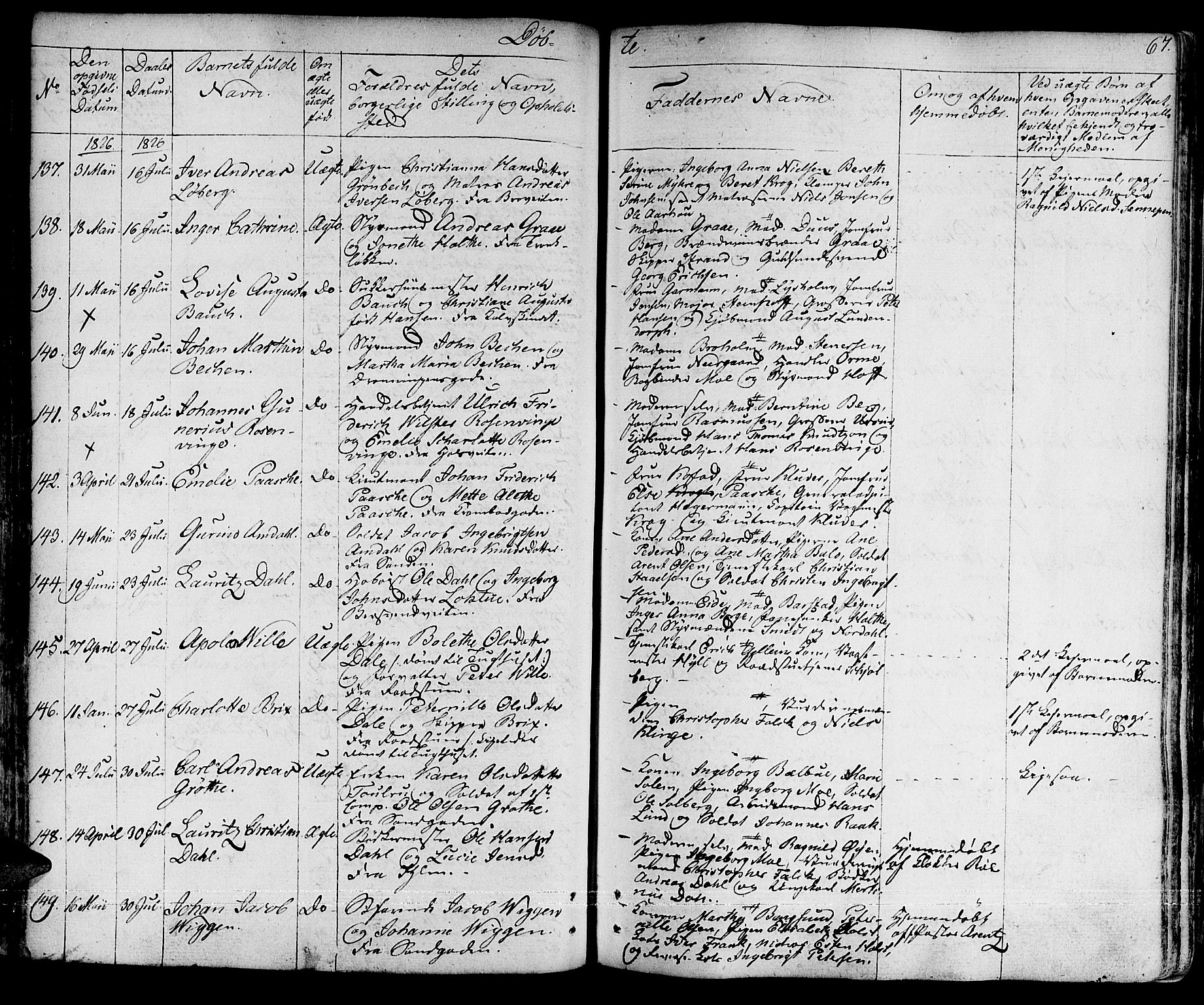 Ministerialprotokoller, klokkerbøker og fødselsregistre - Sør-Trøndelag, SAT/A-1456/601/L0045: Parish register (official) no. 601A13, 1821-1831, p. 67