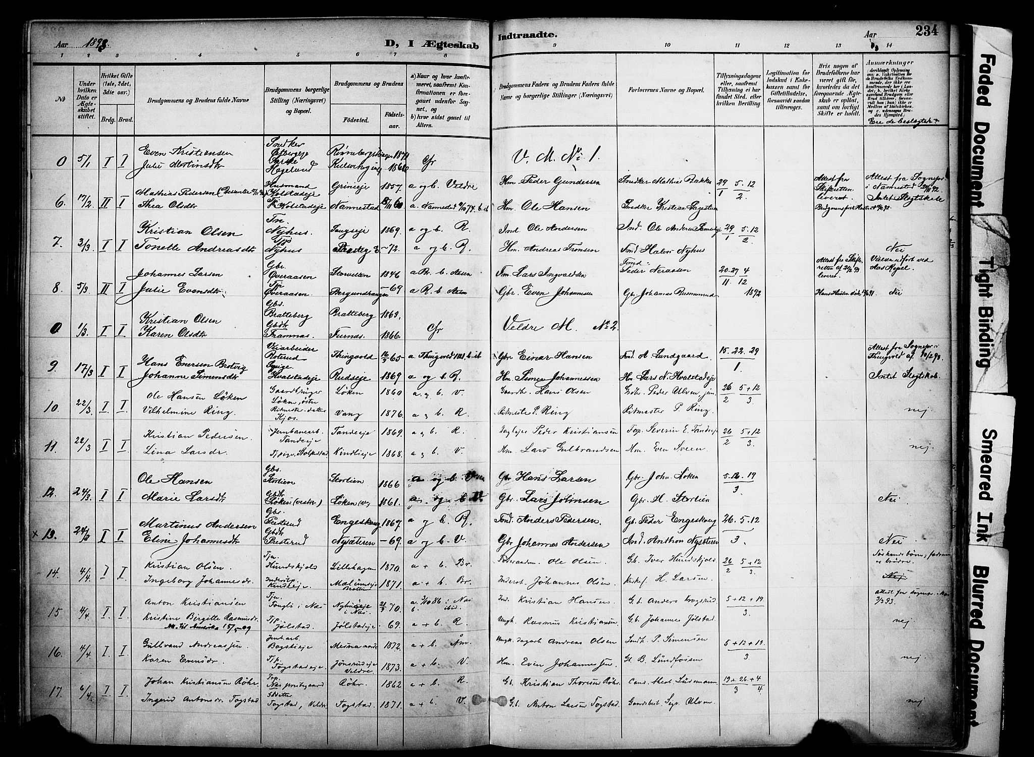 Ringsaker prestekontor, SAH/PREST-014/K/Ka/L0017: Parish register (official) no. 17, 1891-1902, p. 234