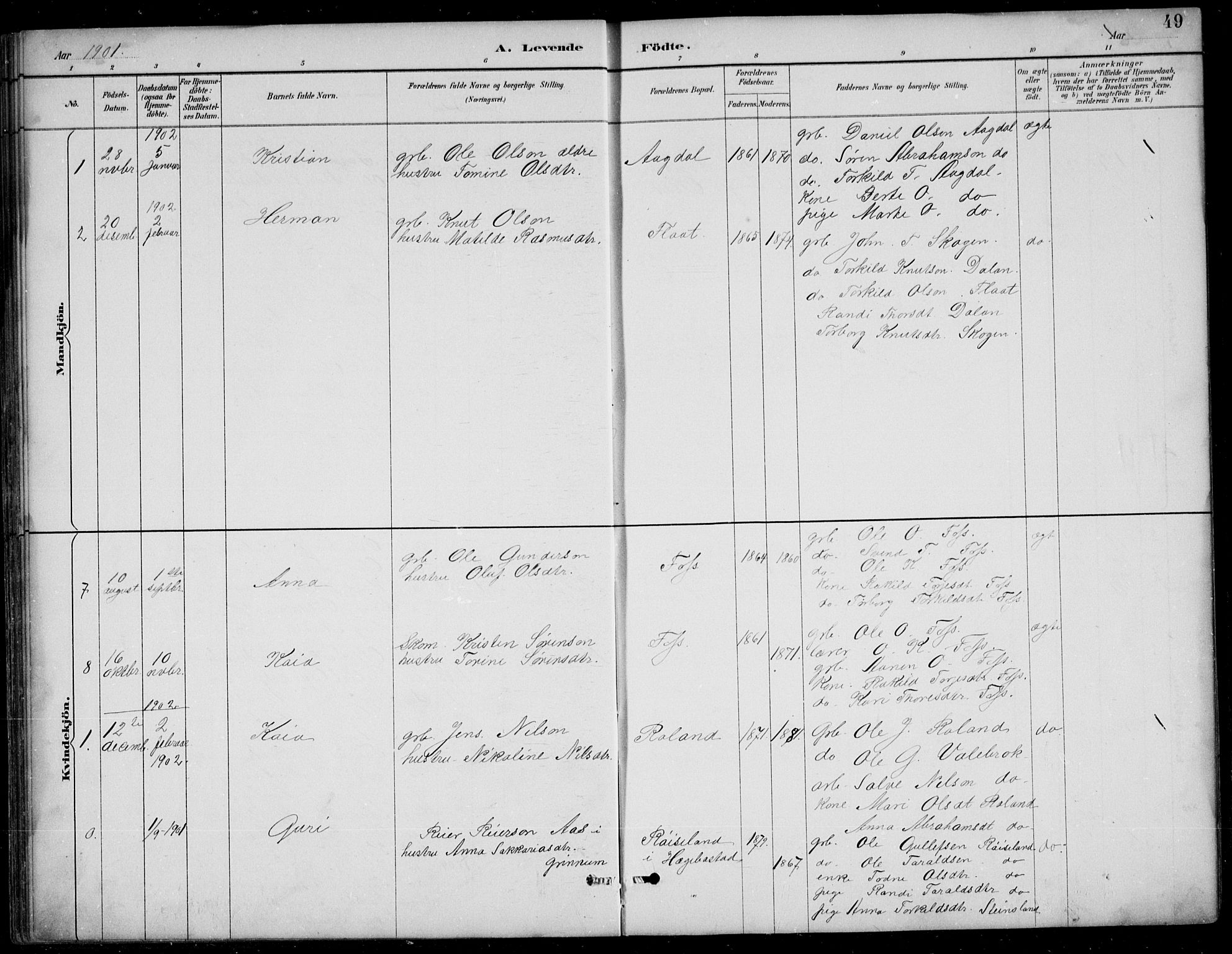 Bjelland sokneprestkontor, AV/SAK-1111-0005/F/Fb/Fba/L0005: Parish register (copy) no. B 5, 1887-1923, p. 49