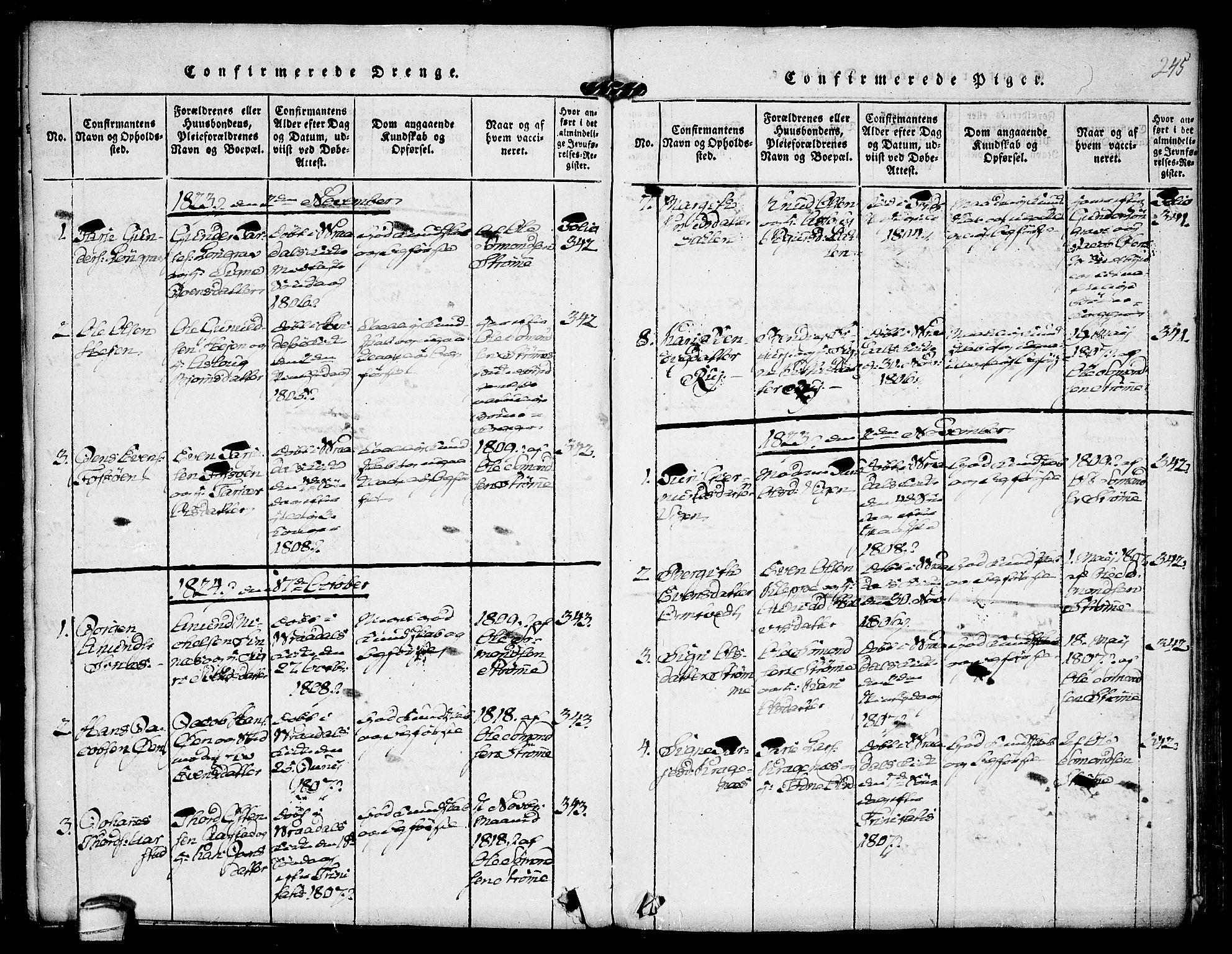 Kviteseid kirkebøker, SAKO/A-276/F/Fc/L0001: Parish register (official) no. III 1, 1815-1836, p. 245
