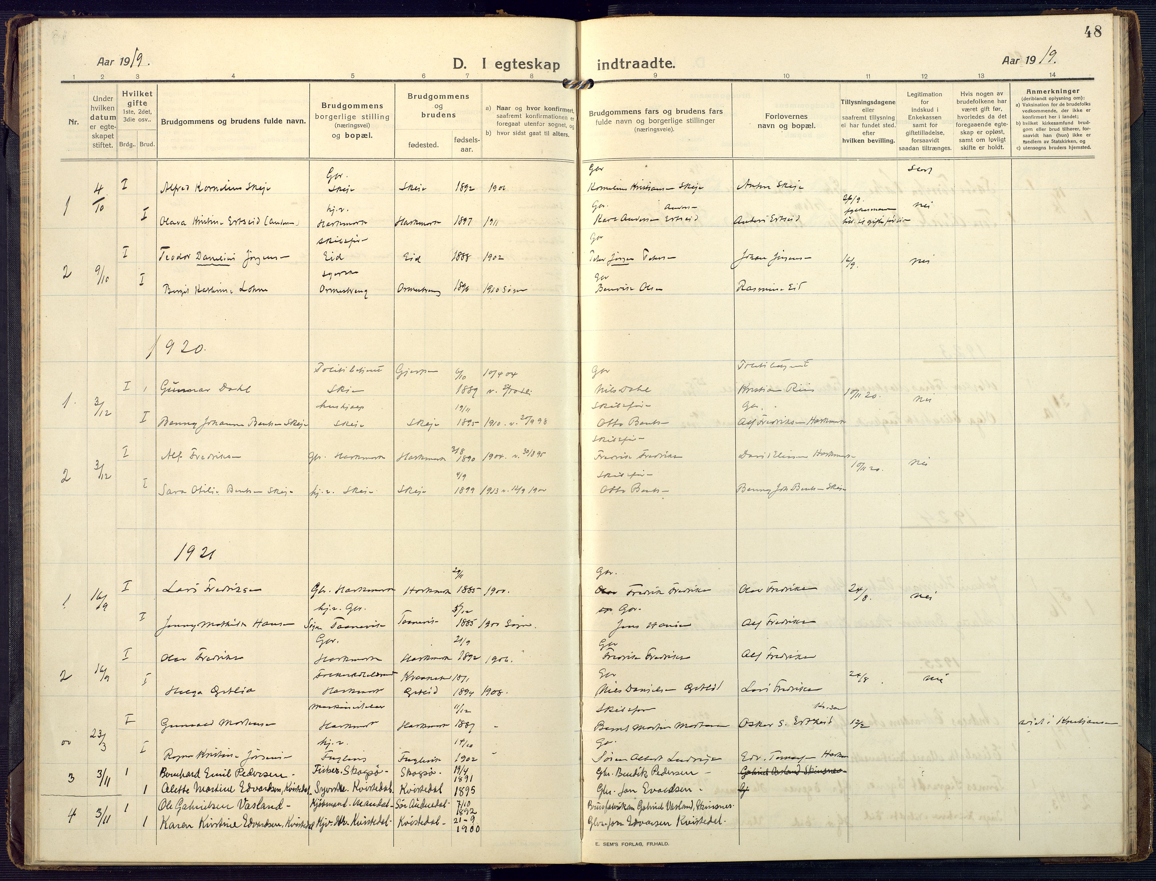 Mandal sokneprestkontor, SAK/1111-0030/F/Fa/Fab/L0003: Parish register (official) no. A 3, 1913-1933, p. 48