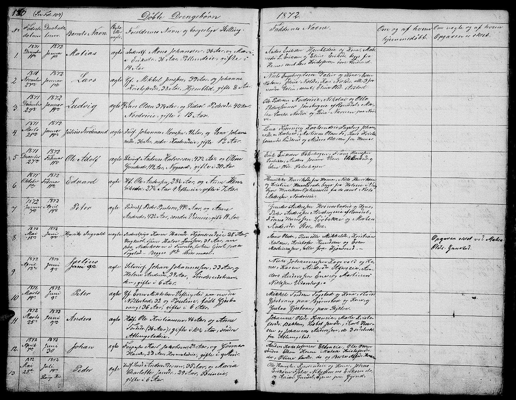 Stange prestekontor, SAH/PREST-002/L/L0002: Parish register (copy) no. 2, 1838-1879, p. 180