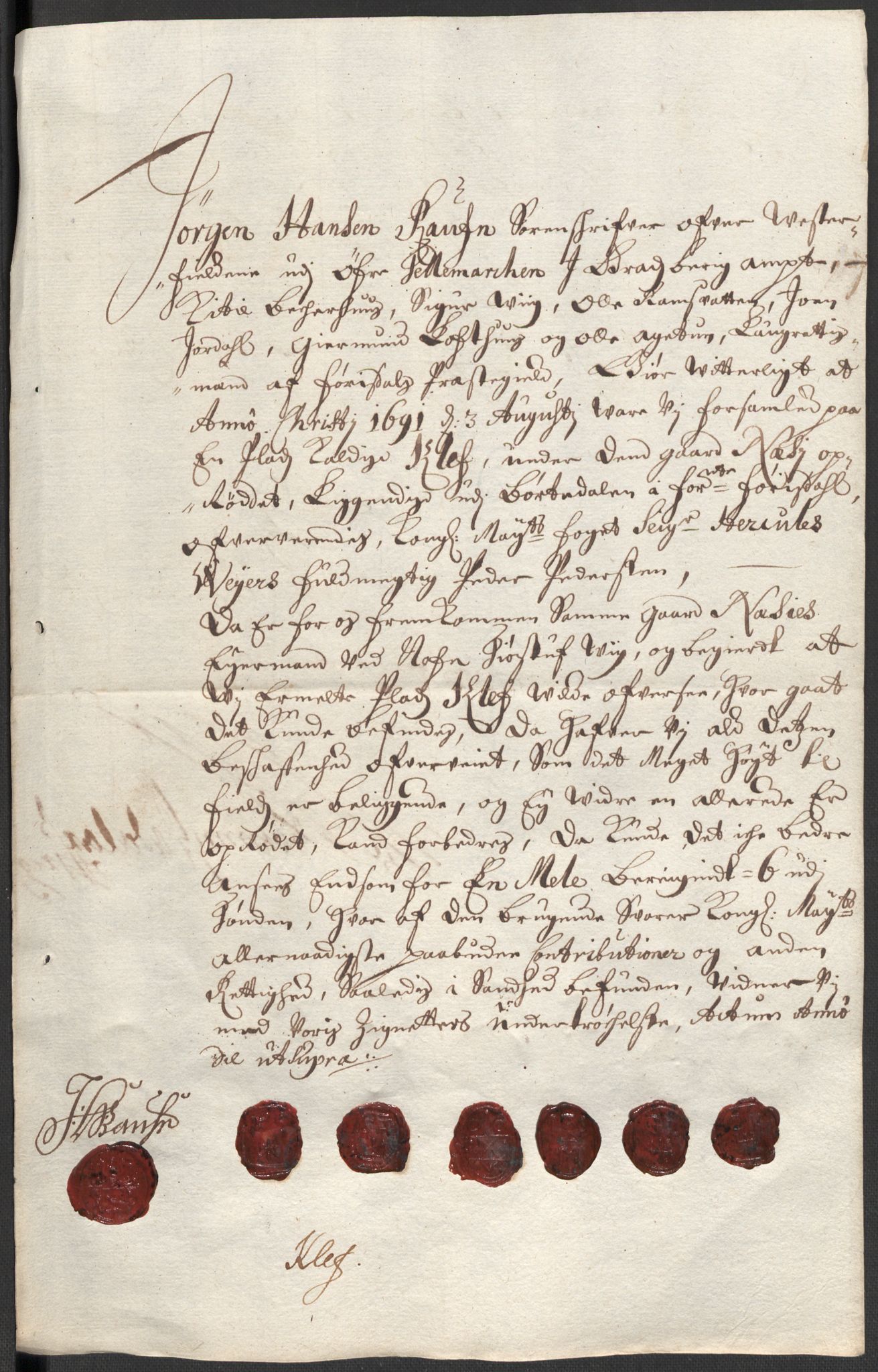 Rentekammeret inntil 1814, Reviderte regnskaper, Fogderegnskap, AV/RA-EA-4092/R35/L2089: Fogderegnskap Øvre og Nedre Telemark, 1690-1692, p. 165